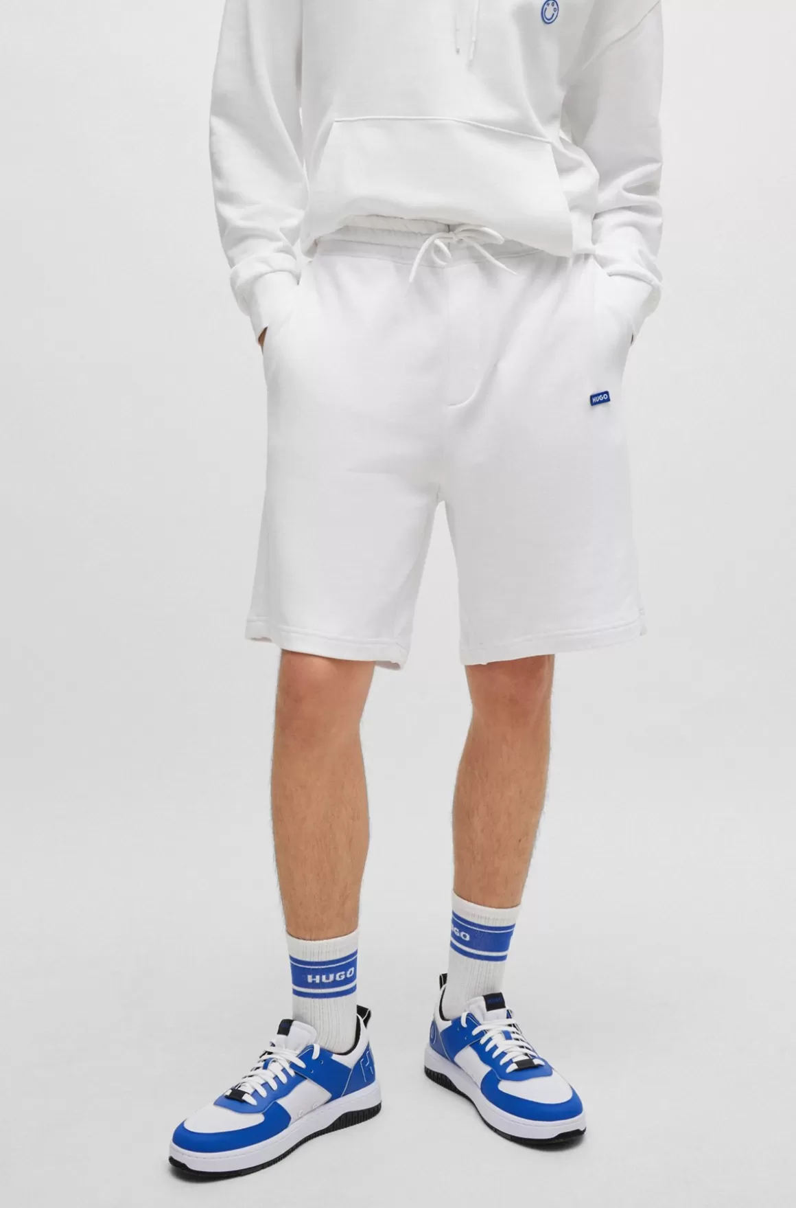 HUGO BOSS Shorts Af Bomuldsfrotté Med Blåt Logomærke