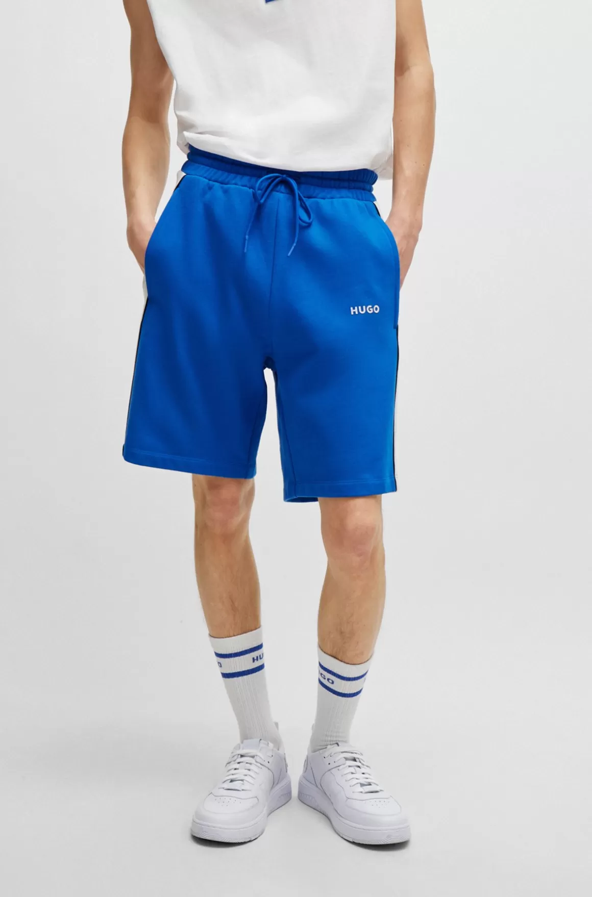 HUGO BOSS Shorts I Bomuldsfrotté Med Colour Blocking Og Kontrastpaneler