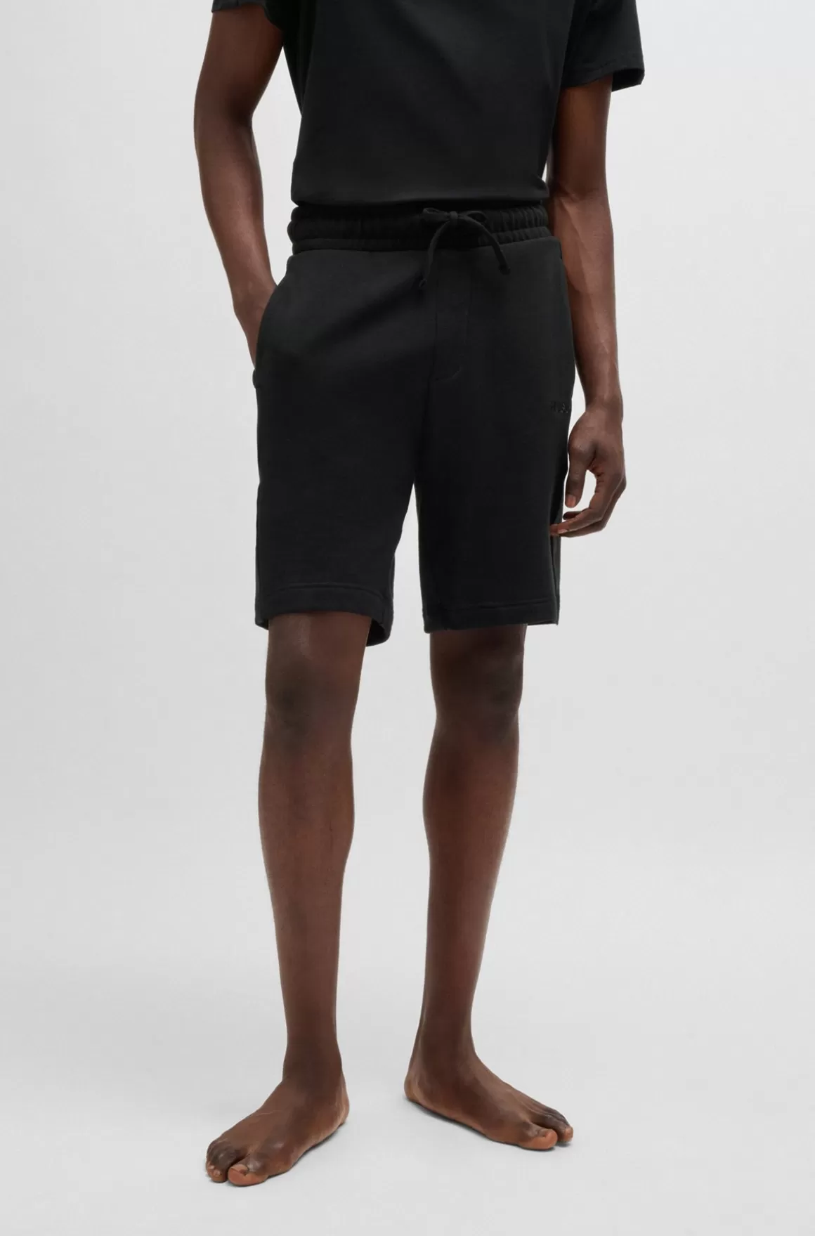 HUGO BOSS Shorts I Bomuldsfrotté Med Logobånd I Sidesømmen
