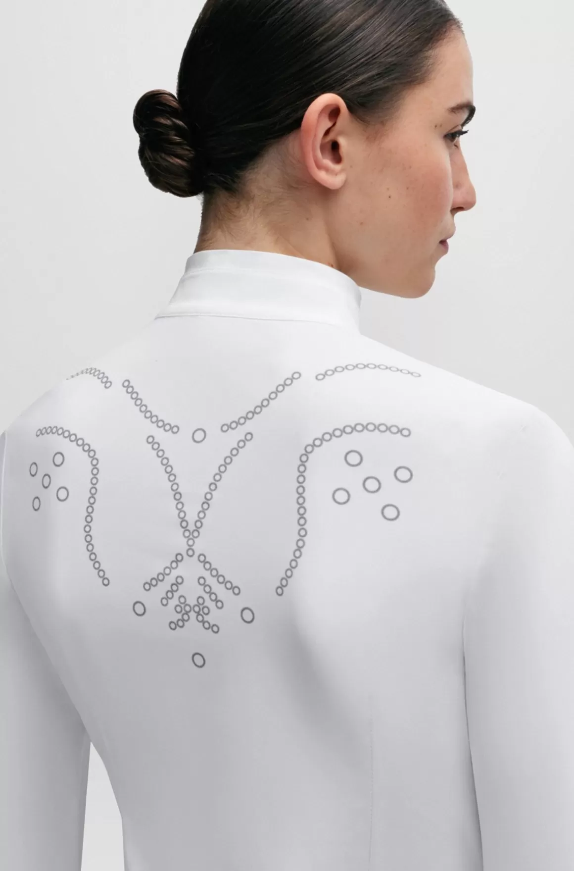 Dame HUGO BOSS Showskjorte Til Hestesport Med Blomstret Print Og Marineblå Indlæg