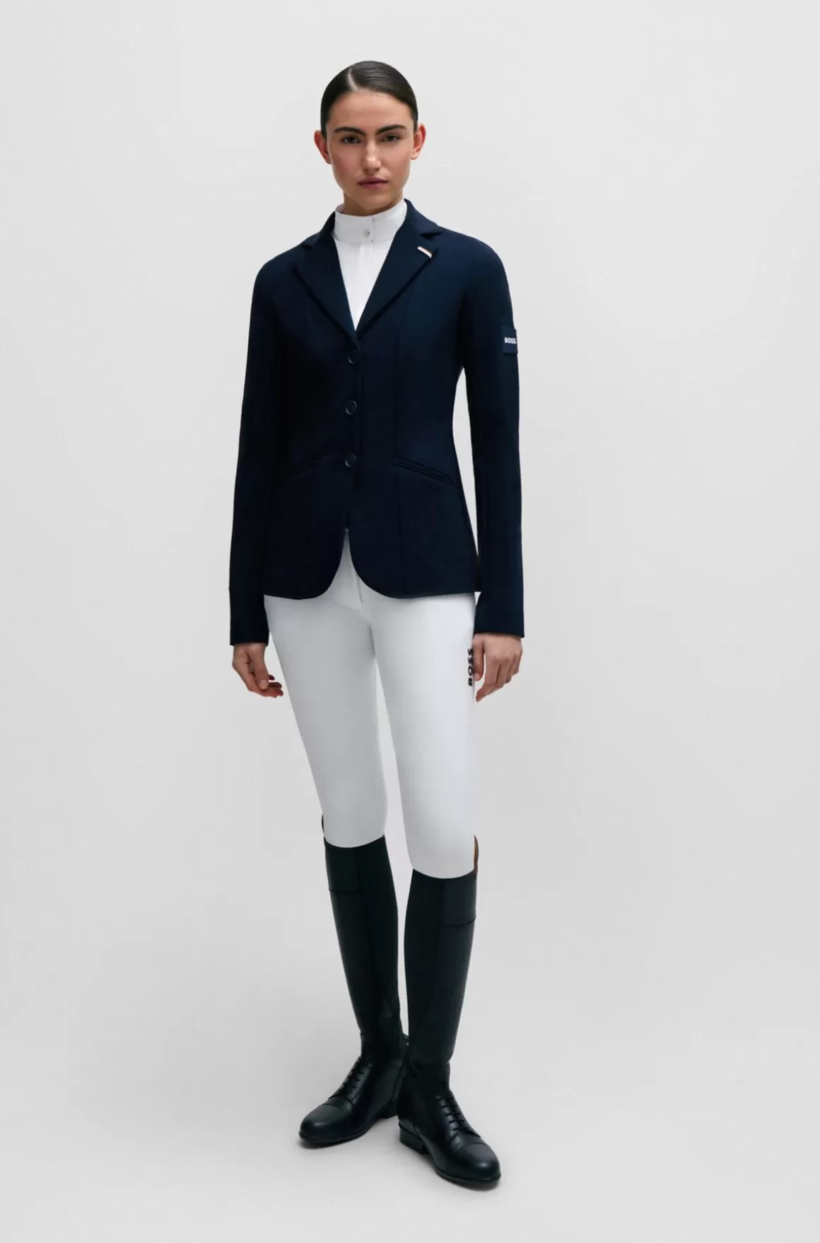 Dame HUGO BOSS Showskjorte Til Hestesport Med Blomstret Print Og Marineblå Indlæg