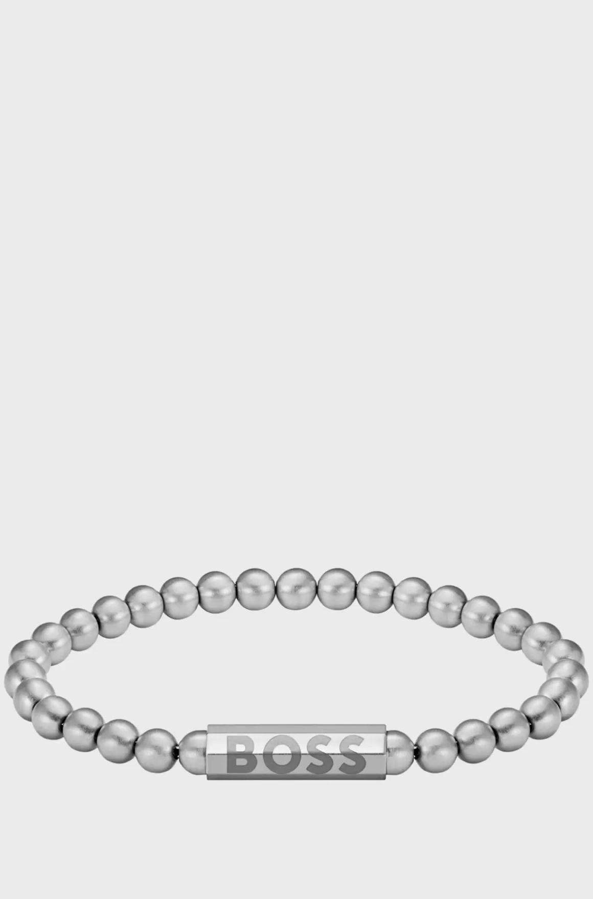 HUGO BOSS Silver-tone Cuff With Logo Closure
