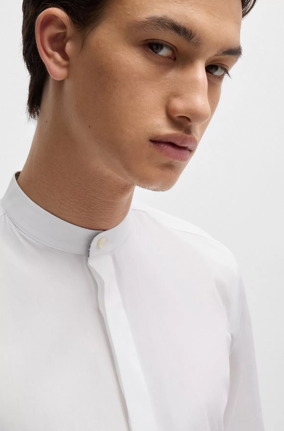 HUGO BOSS Skjorte I Bomuld Med Slim Fit Og Skjult Mønster