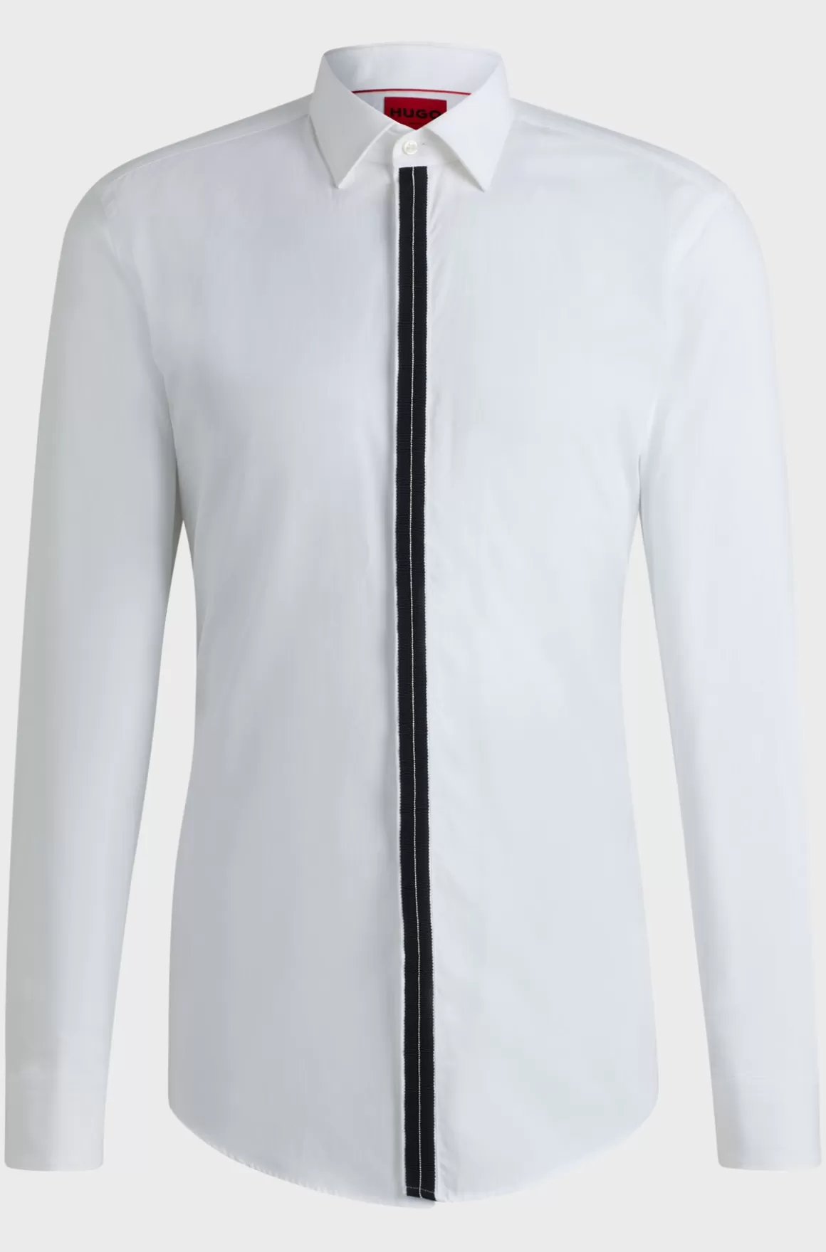 HUGO BOSS Skjorte I Bomuldspoplin Med Slim Fit Og Detalje På Stolpen