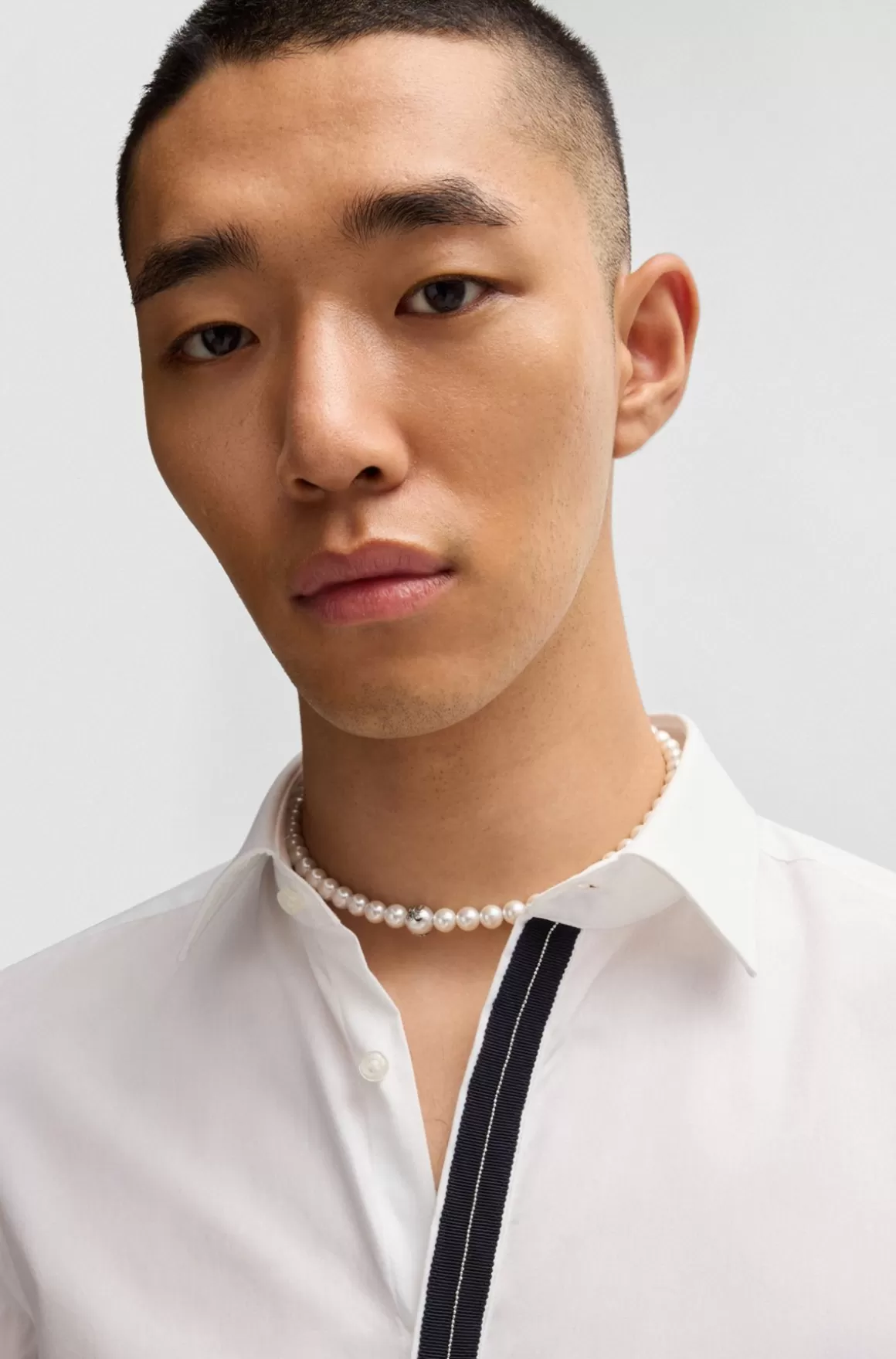 HUGO BOSS Skjorte I Bomuldspoplin Med Slim Fit Og Detalje På Stolpen