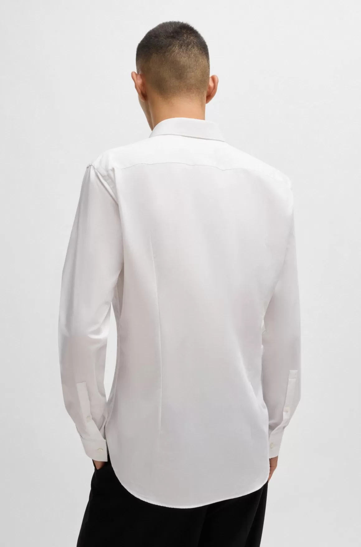 HUGO BOSS Skjorte I Bomuldspoplin Med Slim Fit Og Detalje På Stolpen