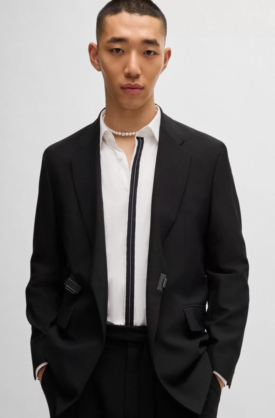 HUGO BOSS Skjorte I Bomuldspoplin Med Slim Fit Og Detalje På Stolpen