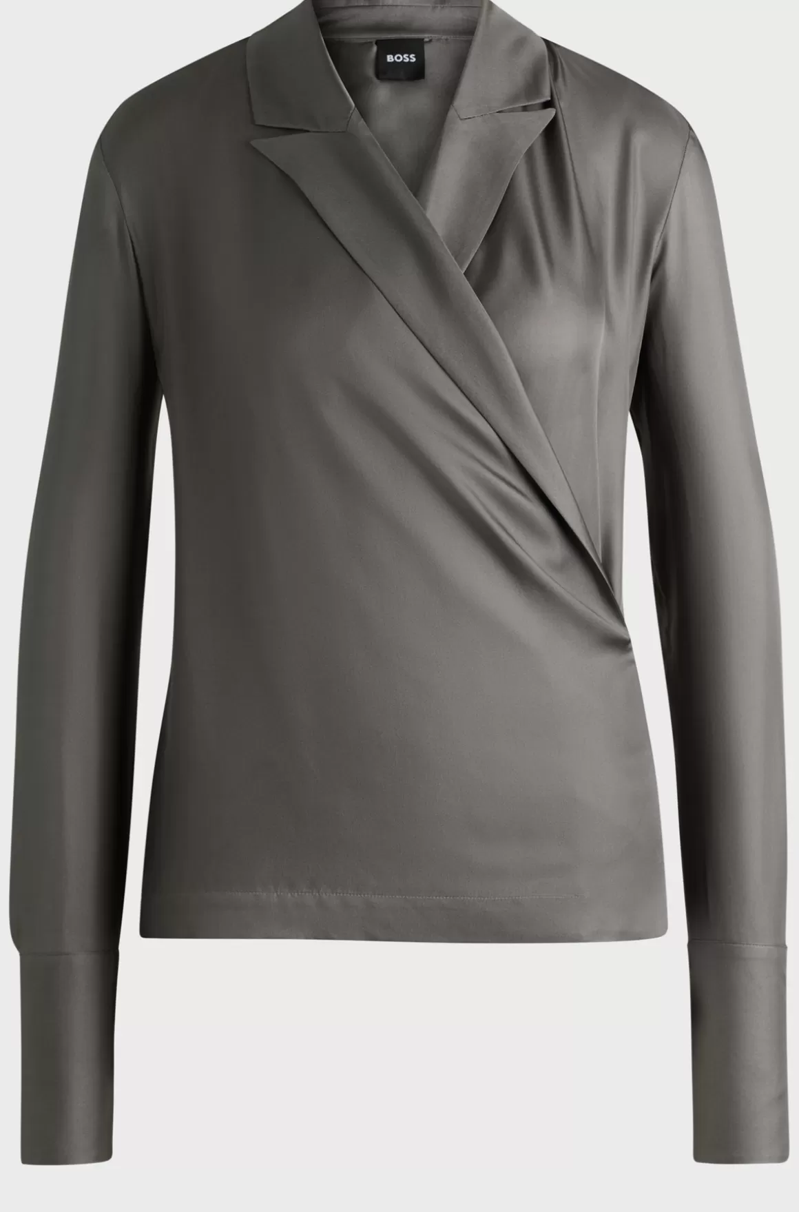 Dame HUGO BOSS Skjorte I Silke Med Slim Fit Og Slå Om-design Foran