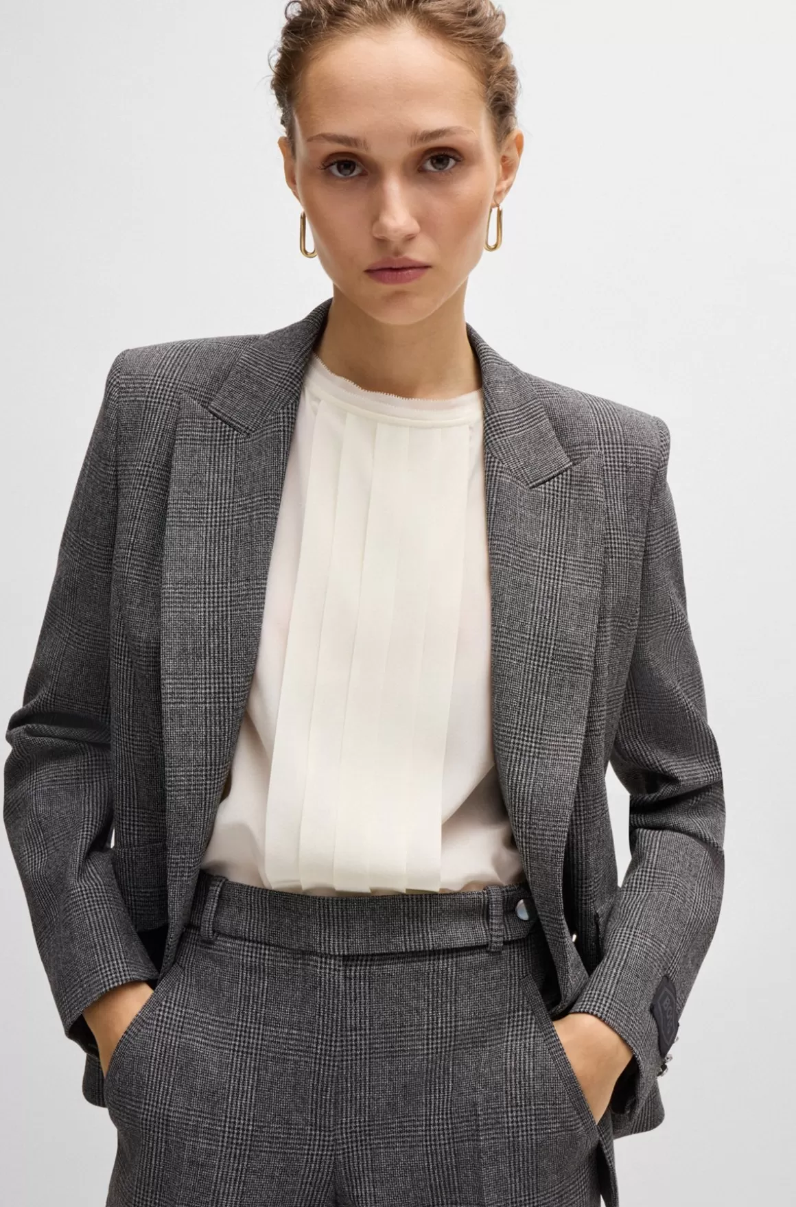 Dame HUGO BOSS Skjorte I Vasket Silke Uden ærmer Med Læg Foran