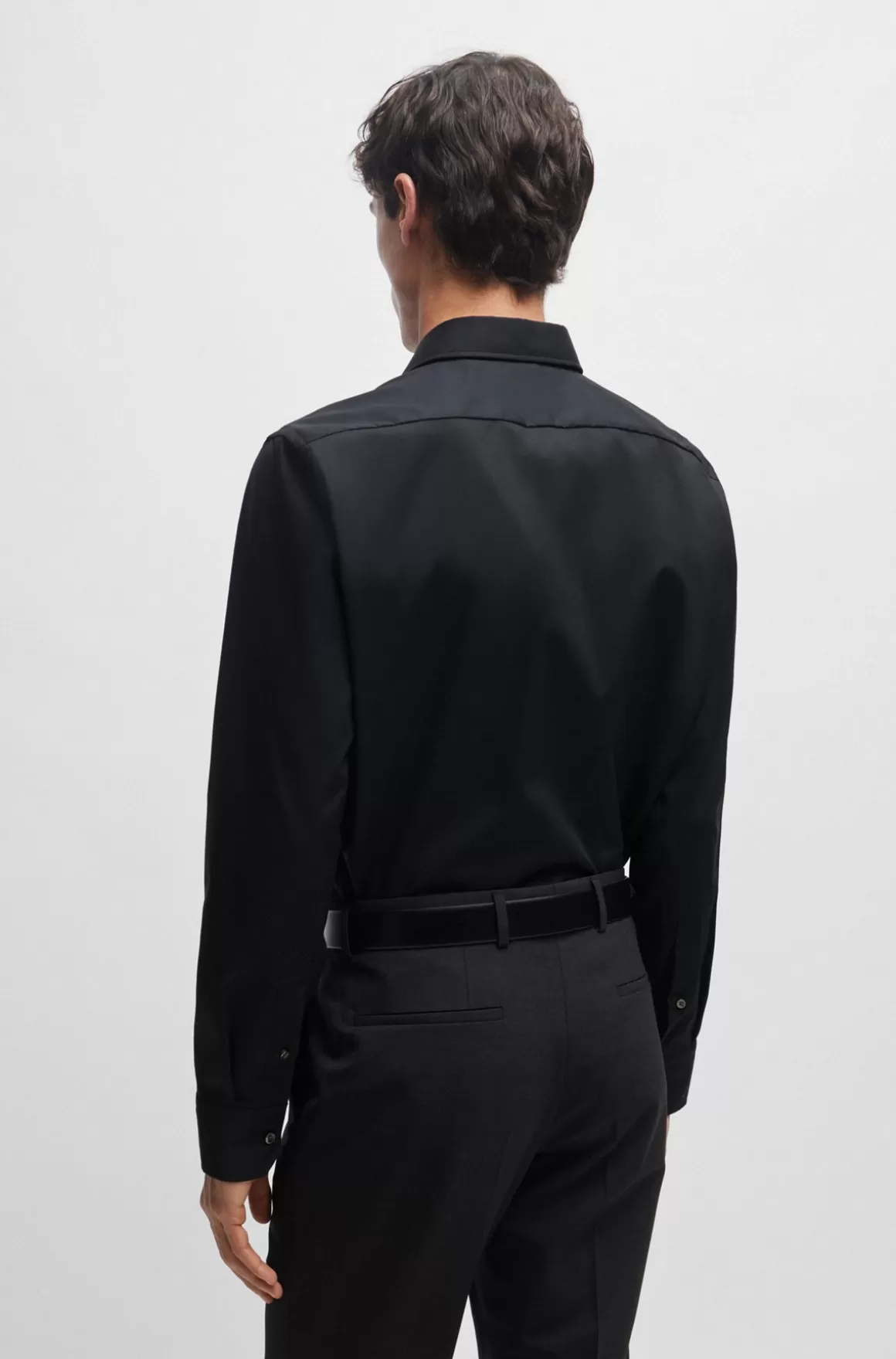 HUGO BOSS Skjorte Med Almindelig Pasform I Bomuldspoplin Med Stræk, Der Er Let At Stryge
