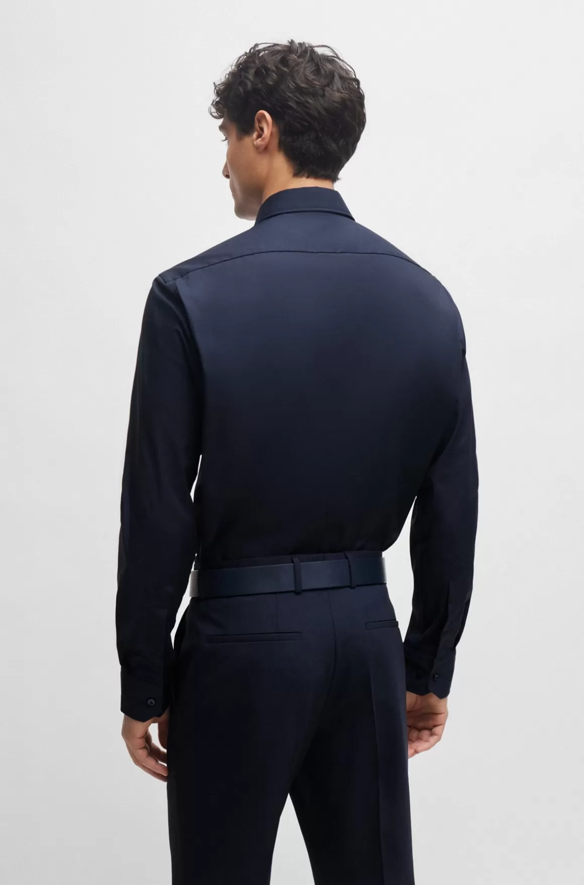 HUGO BOSS Skjorte Med Almindelig Pasform I Bomuldspoplin Med Stræk, Der Er Let At Stryge