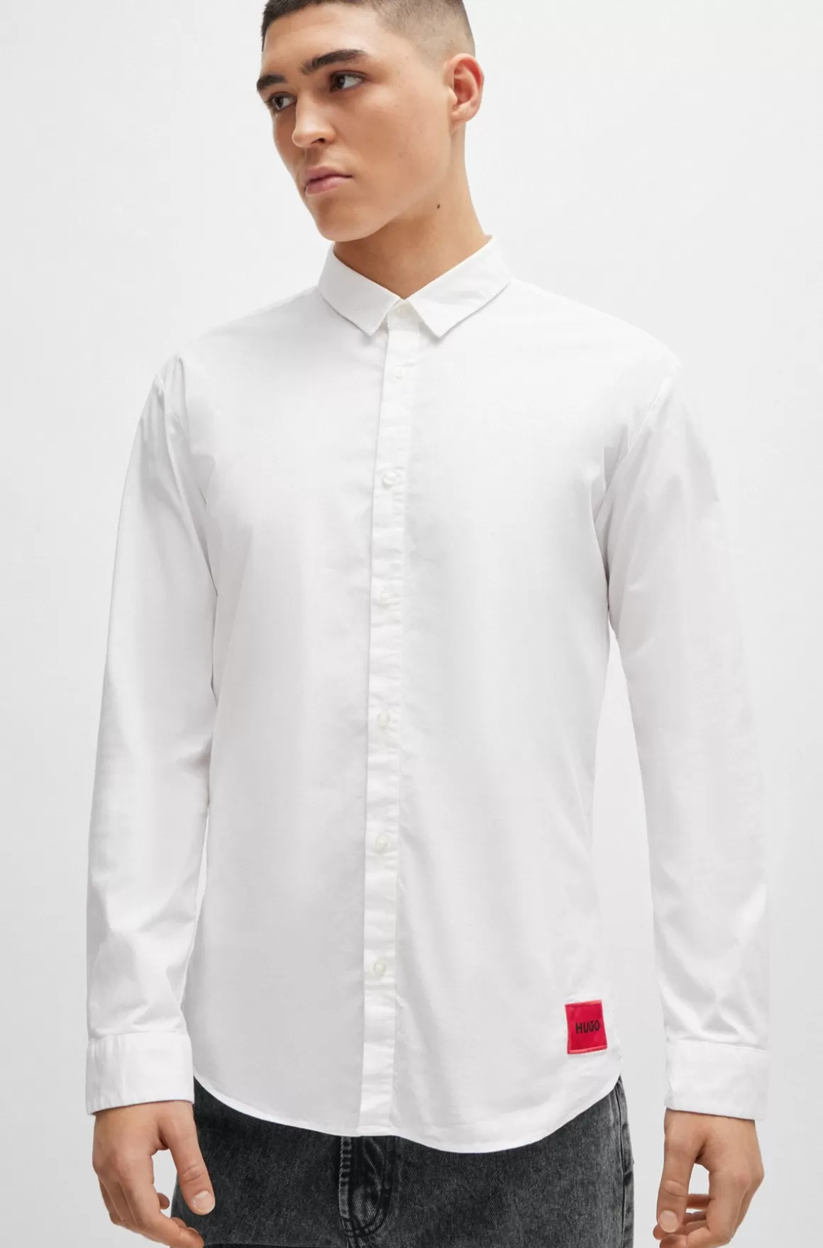 HUGO BOSS Skjorte Med Extra Slim Fit I Ferskenblødt Bomuld Med Stræk