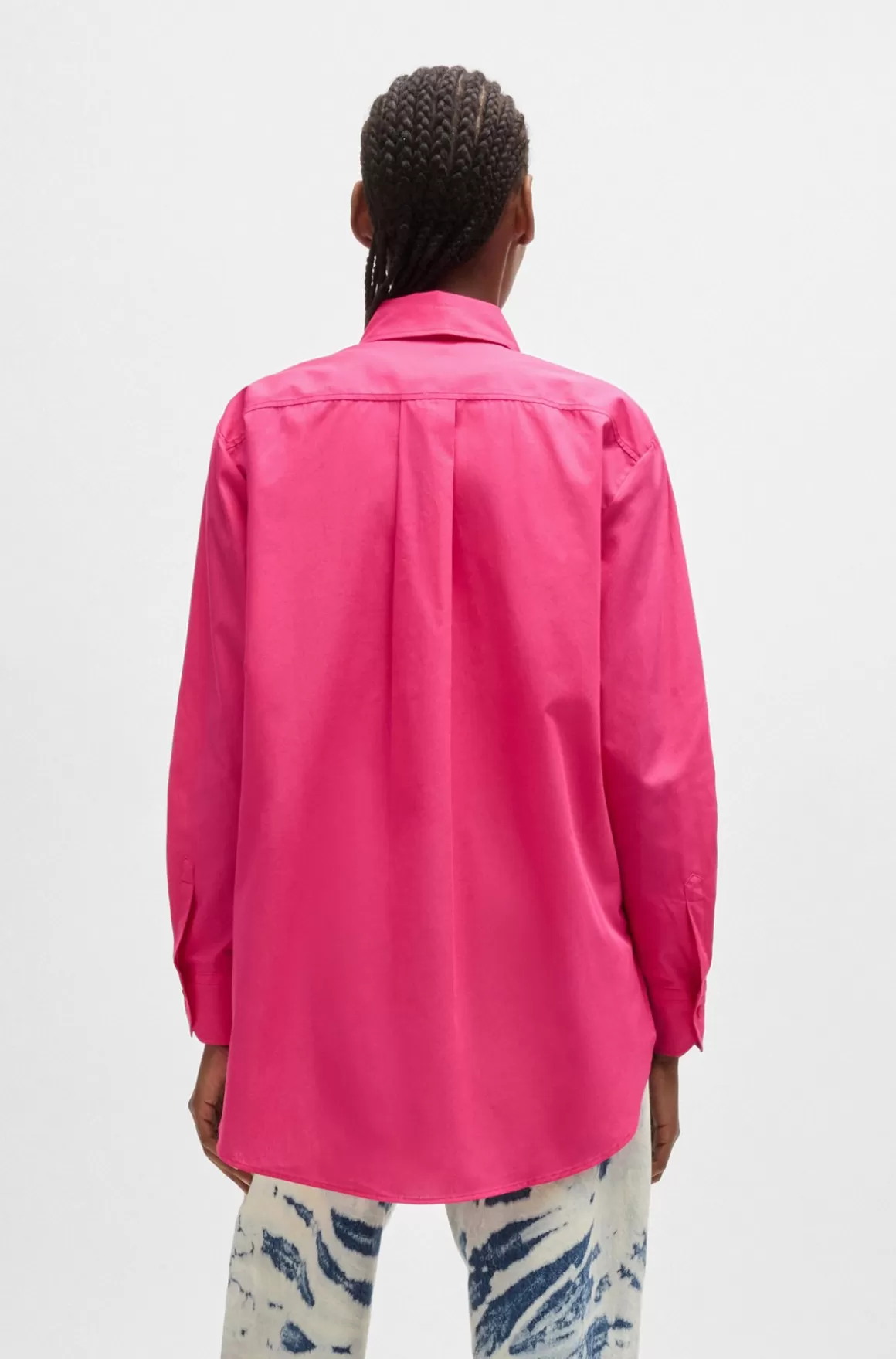 Dame HUGO BOSS Skjorte Med Oversize Fit I Bomuldskanvas Med Broderet Logo