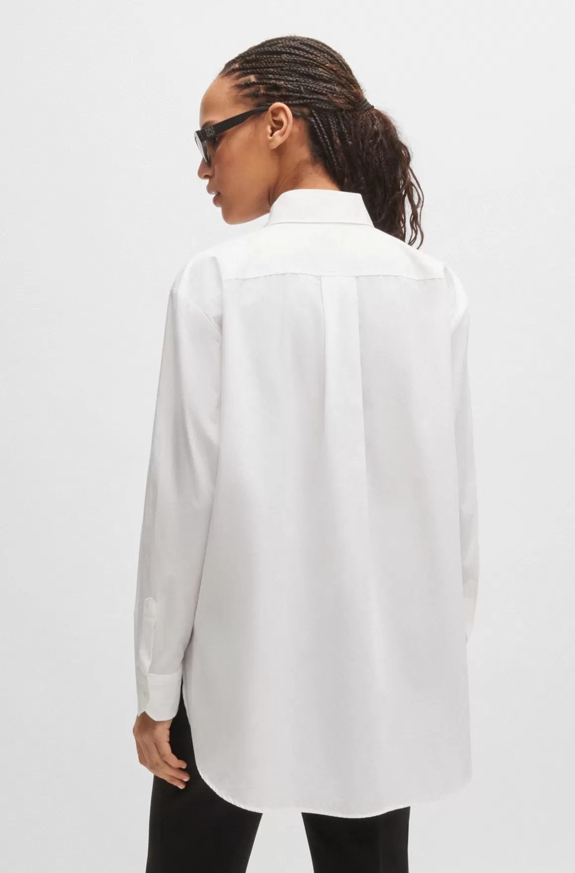 Dame HUGO BOSS Skjorte Med Oversize Fit I Bomuldskanvas Med Broderet Logo