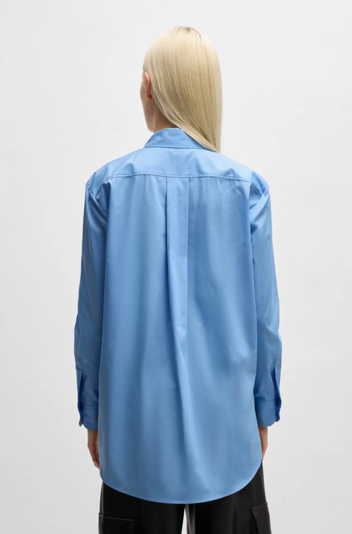 Dame HUGO BOSS Skjorte Med Oversize Fit I Bomuldskanvas Med Broderet Logo