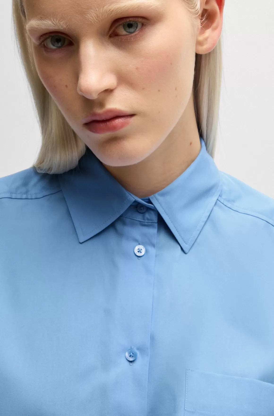 Dame HUGO BOSS Skjorte Med Oversize Fit I Bomuldskanvas Med Broderet Logo