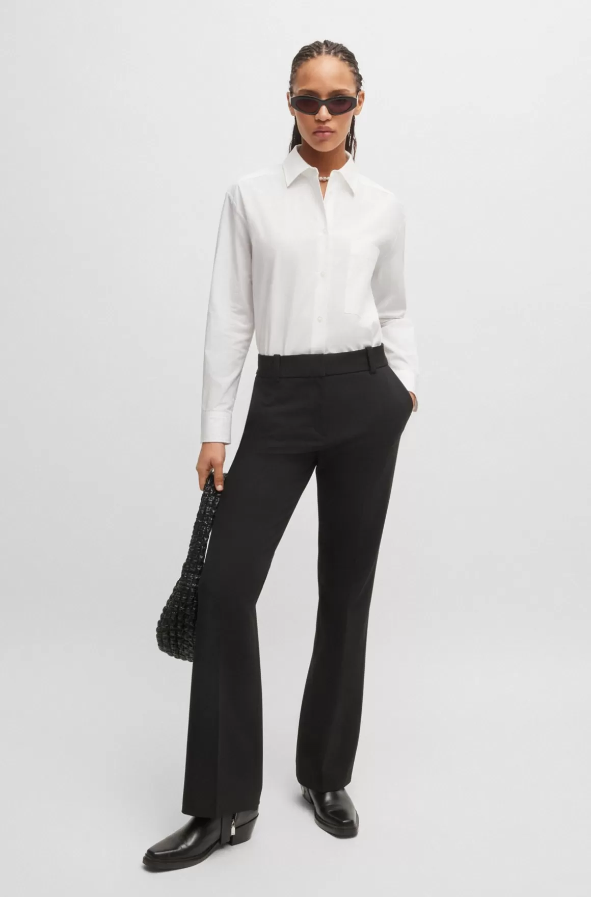 Dame HUGO BOSS Skjorte Med Oversize Fit I Bomuldskanvas Med Broderet Logo
