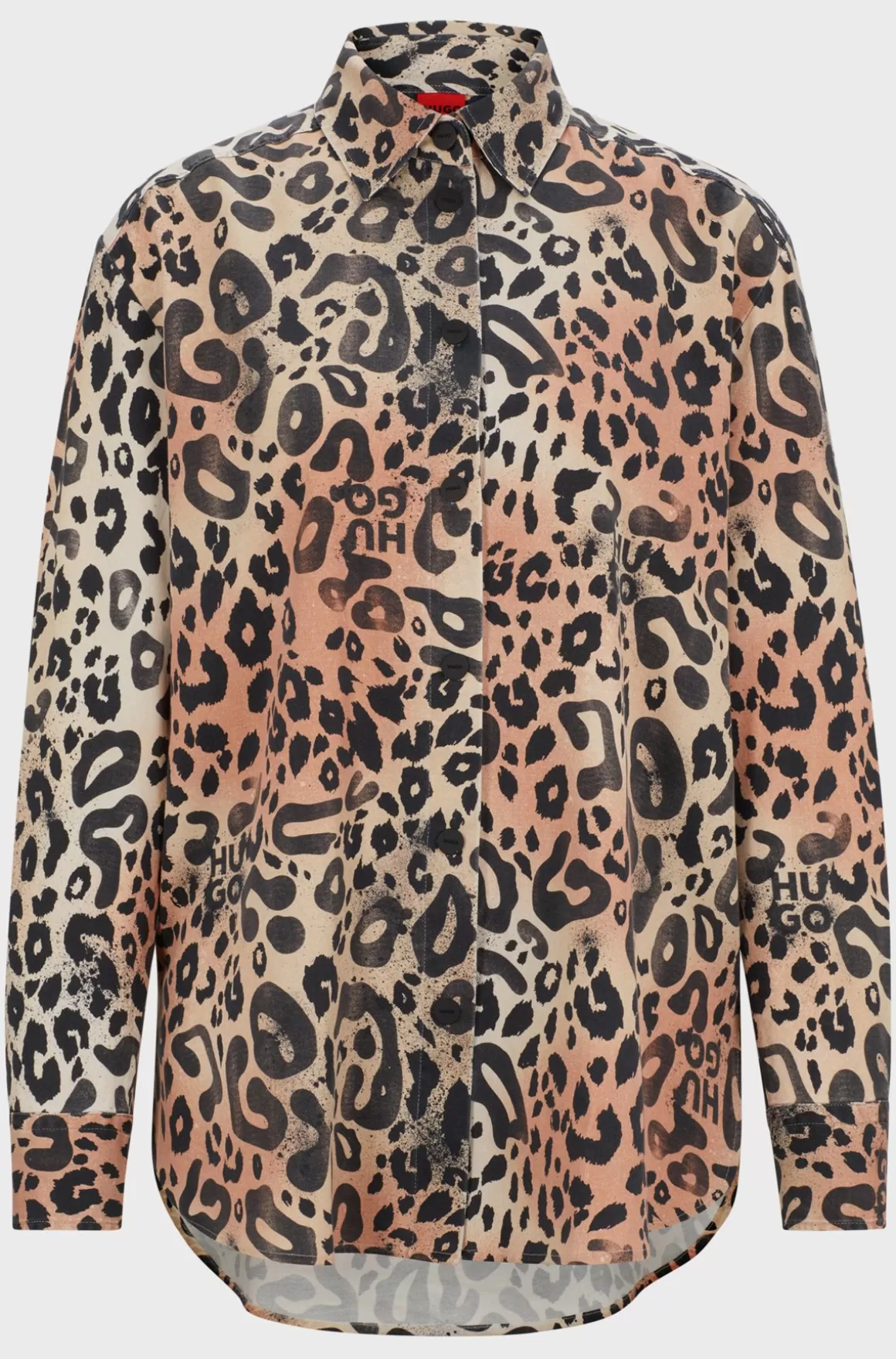Dame HUGO BOSS Skjorte Med Oversize Fit I Leopardprintet Twill
