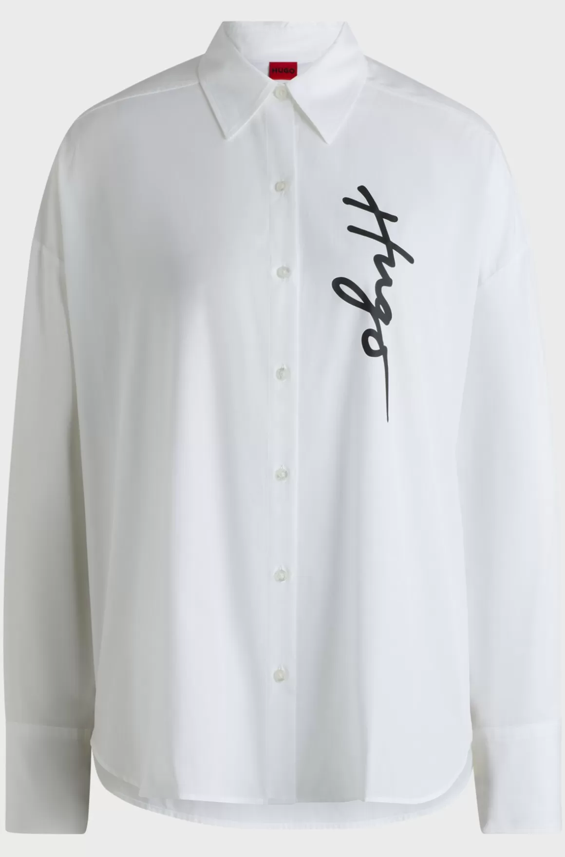 Dame HUGO BOSS Skjorte Med Oversize Fit Og Håndskrevet Logoprint