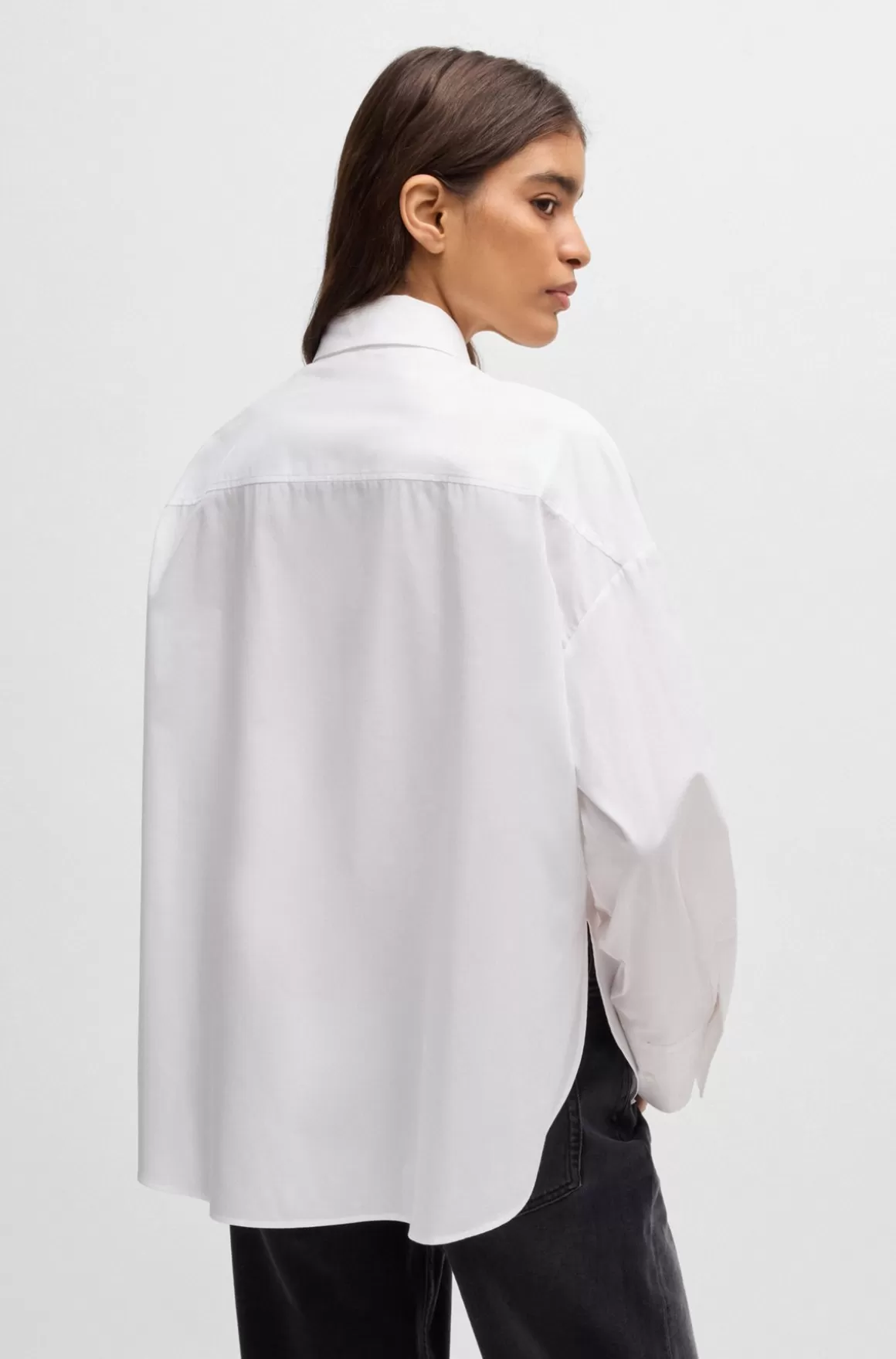 Dame HUGO BOSS Skjorte Med Oversize Fit Og Håndskrevet Logoprint