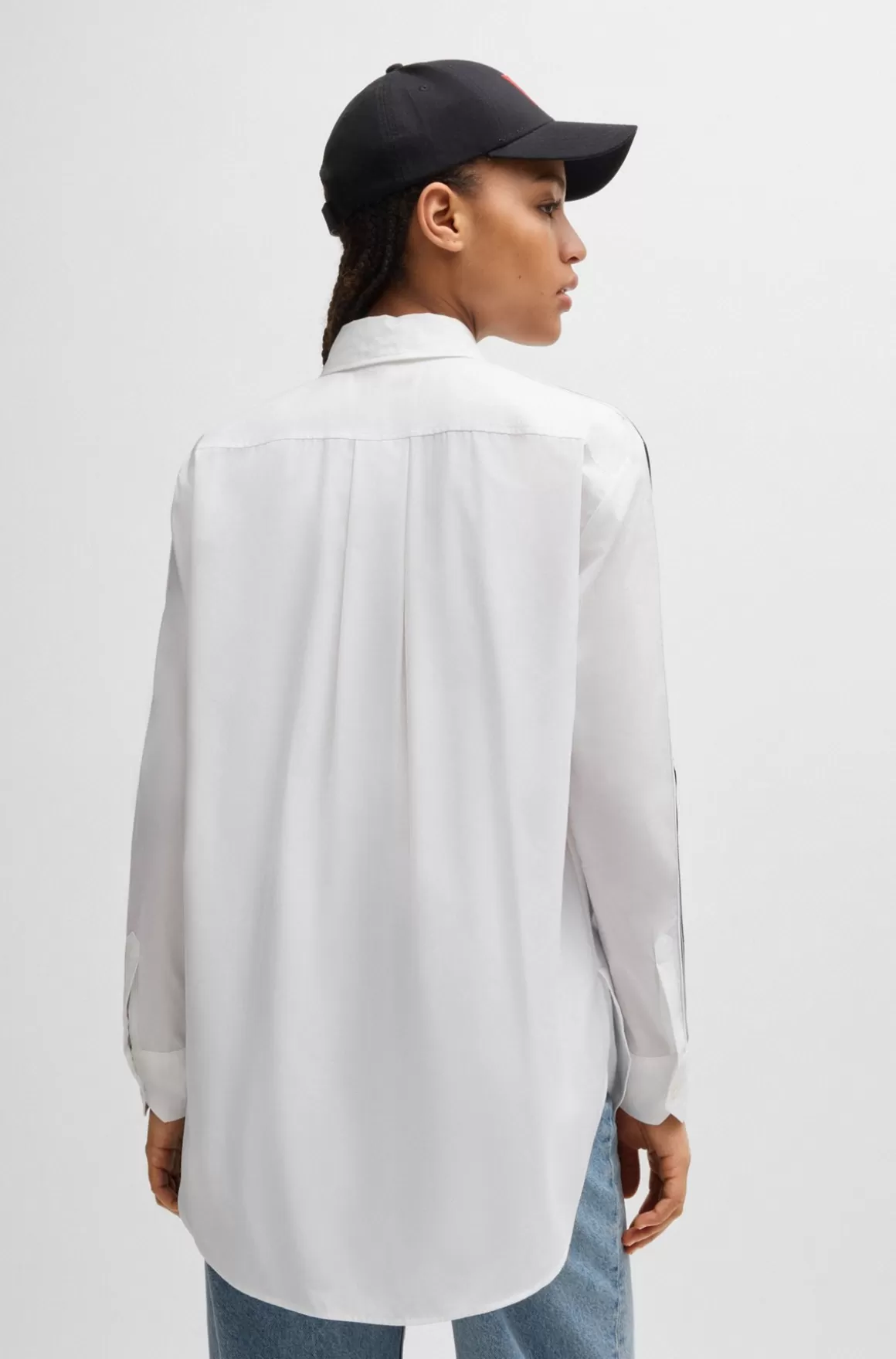 Dame HUGO BOSS Skjorte Med Oversize Fit Og Stribe Med Stablet Logo
