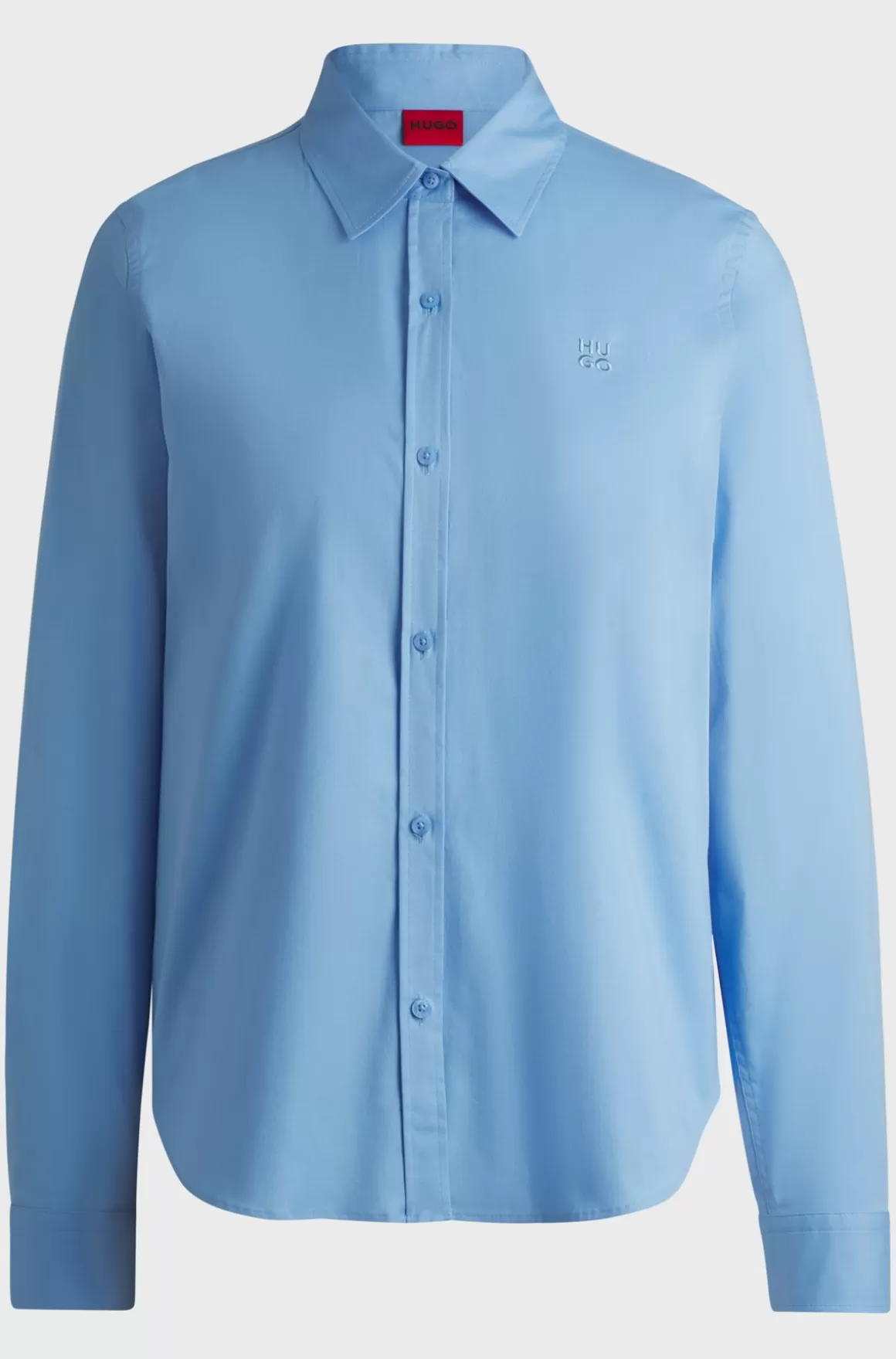 Dame HUGO BOSS Skjorte Med Regular Fit I Bomuldskanvas Med Stræk