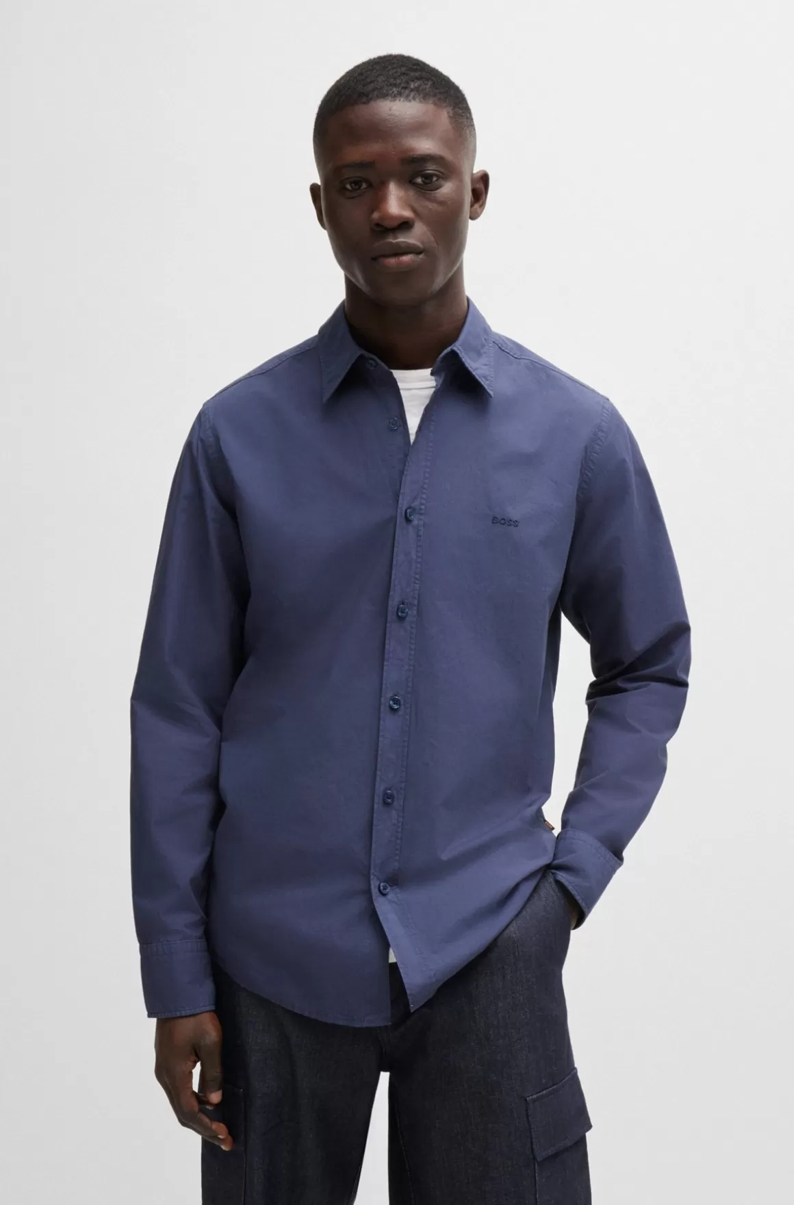 HUGO BOSS Skjorte Med Regular Fit I Bomuldspoplin