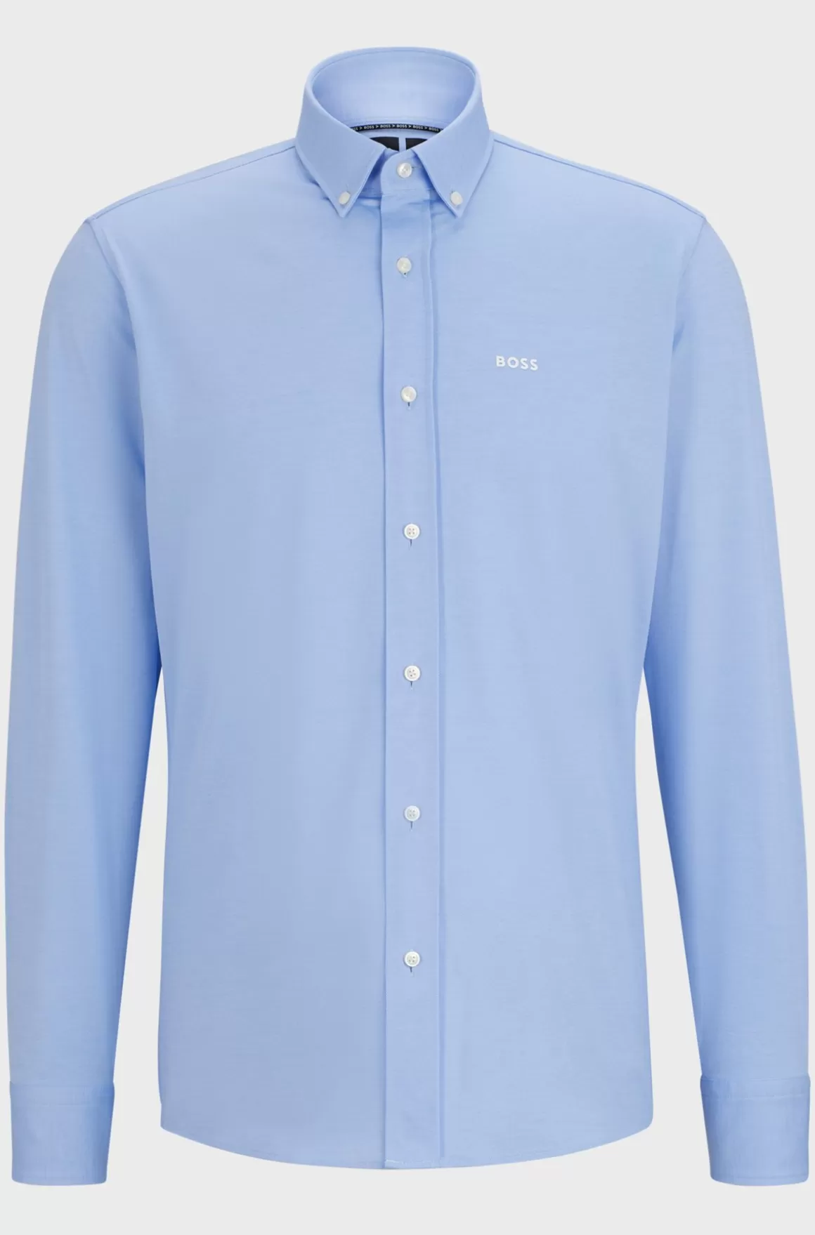HUGO BOSS Skjorte Med Regular Fit I Jersey Af Bomuldsblanding Med Struktur