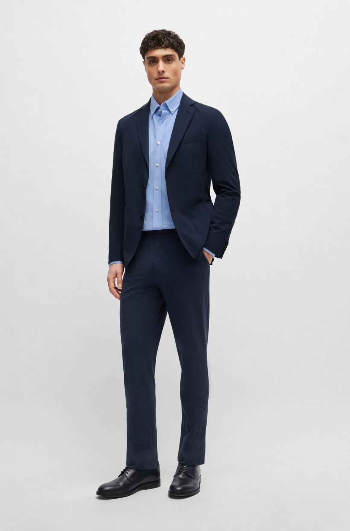 HUGO BOSS Skjorte Med Regular Fit I Jersey Af Bomuldsblanding Med Struktur