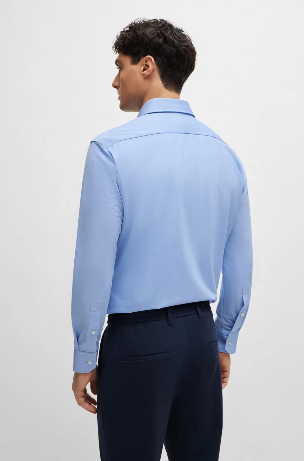 HUGO BOSS Skjorte Med Regular Fit I Jersey Af Bomuldsblanding Med Struktur