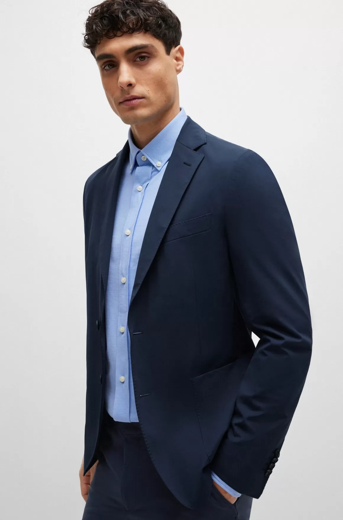 HUGO BOSS Skjorte Med Regular Fit I Jersey Af Bomuldsblanding Med Struktur