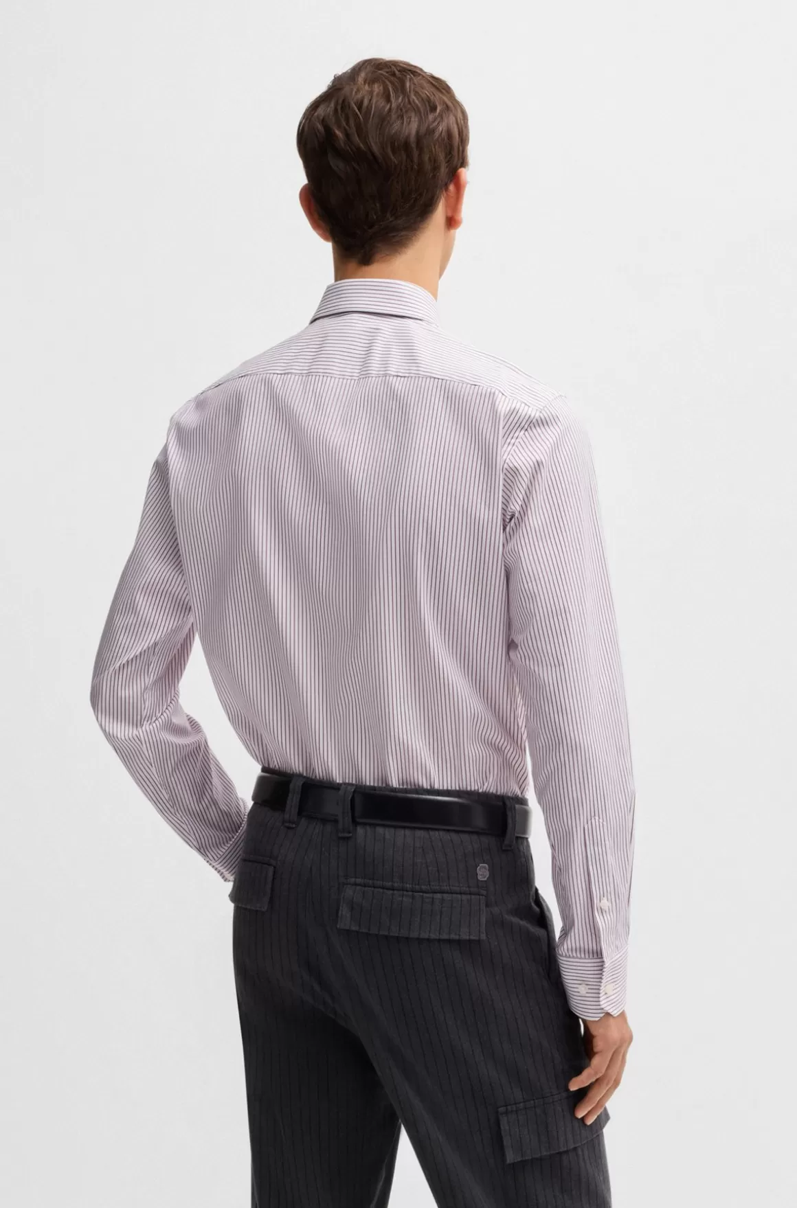 HUGO BOSS Skjorte Med Regular Fit I Strygelet Bomuld Med Stræk