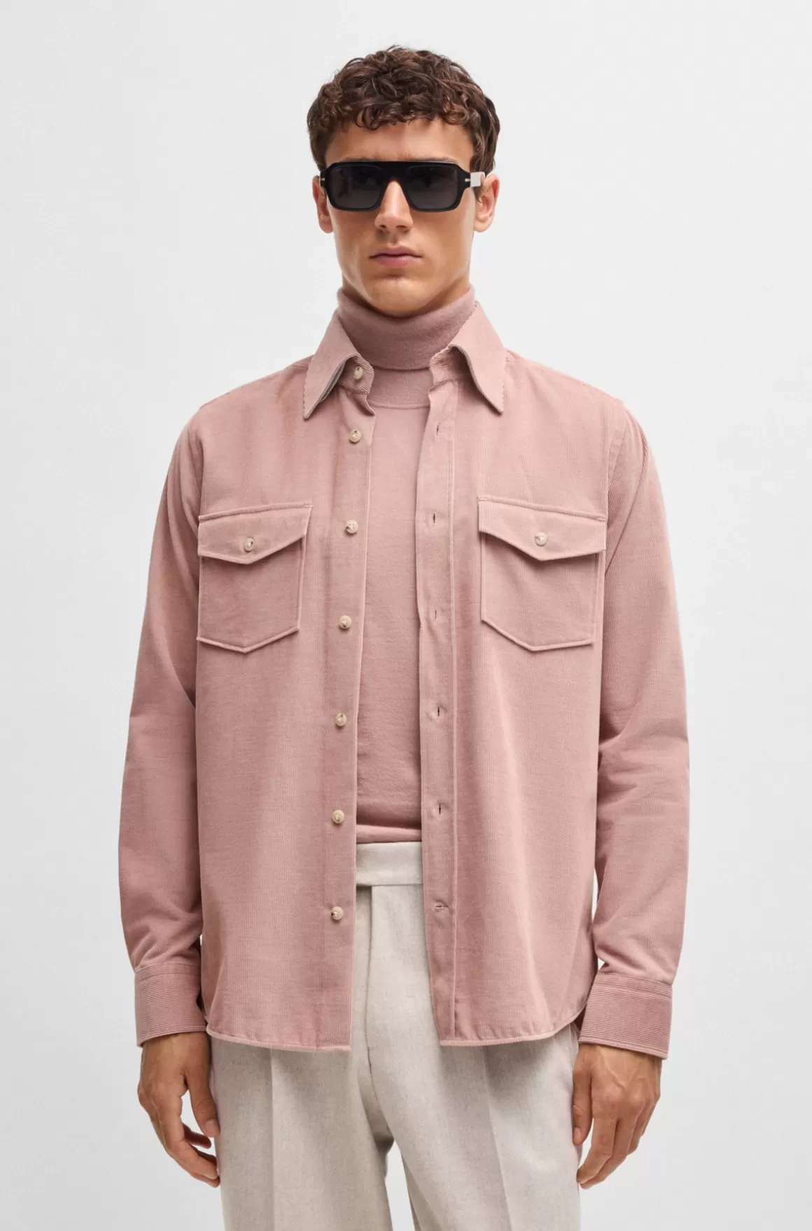 HUGO BOSS Skjorte Med Relaxed Fit I Bomuld Med Flaplommer