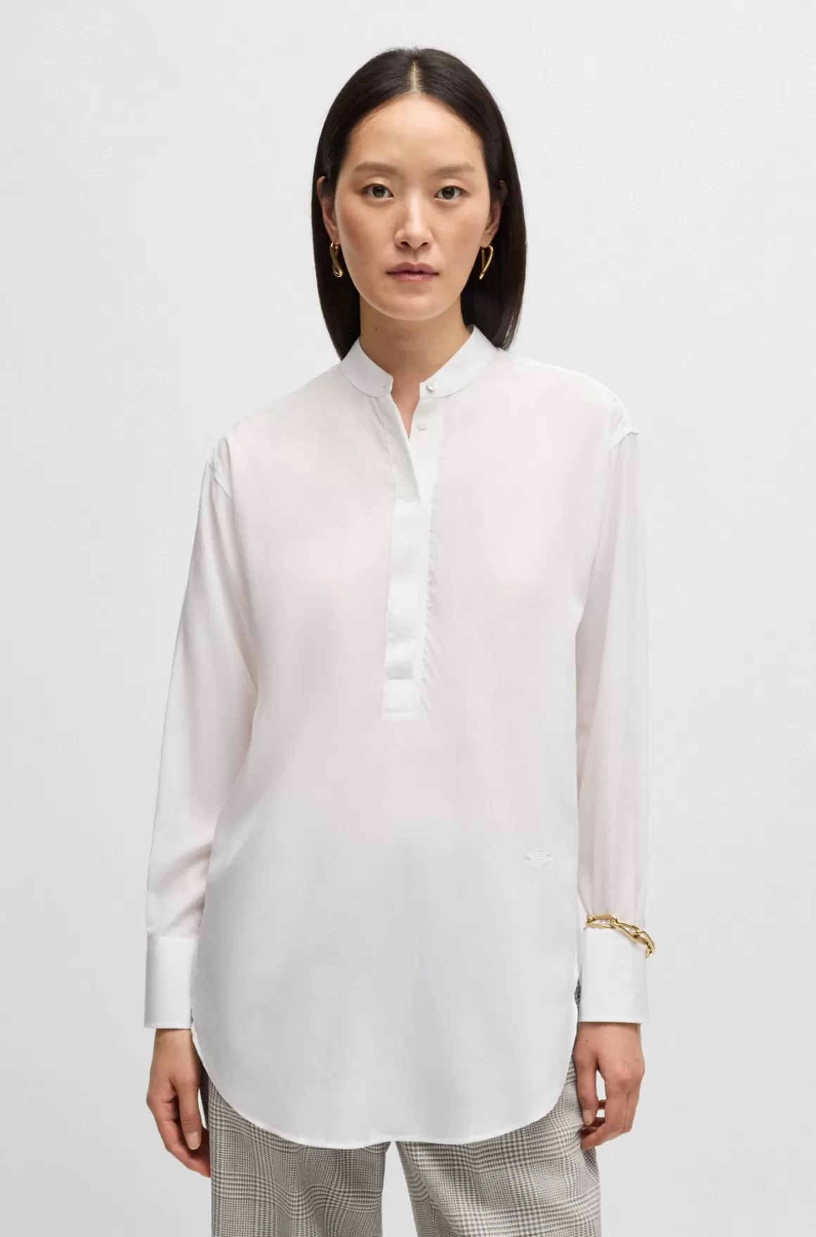 Dame HUGO BOSS Skjorte Med Relaxed Fit I Poplin, Der Er Nemt At Stryge