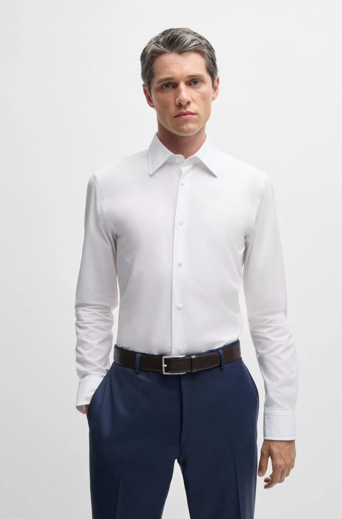 HUGO BOSS Skjorte Med Slim Fit Af Italiensk Bomuldspoplin