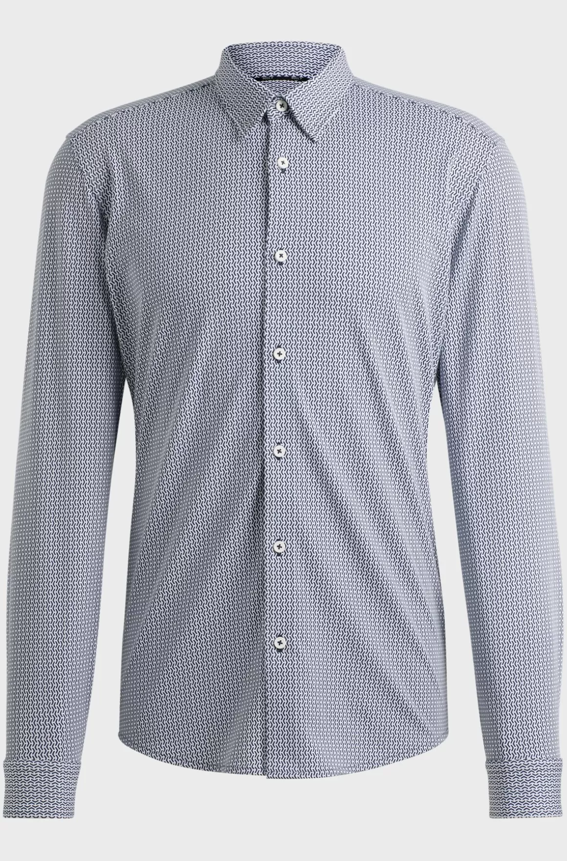 HUGO BOSS Skjorte Med Slim Fit I Blandet Materiale Med Performance-stræk Og Print