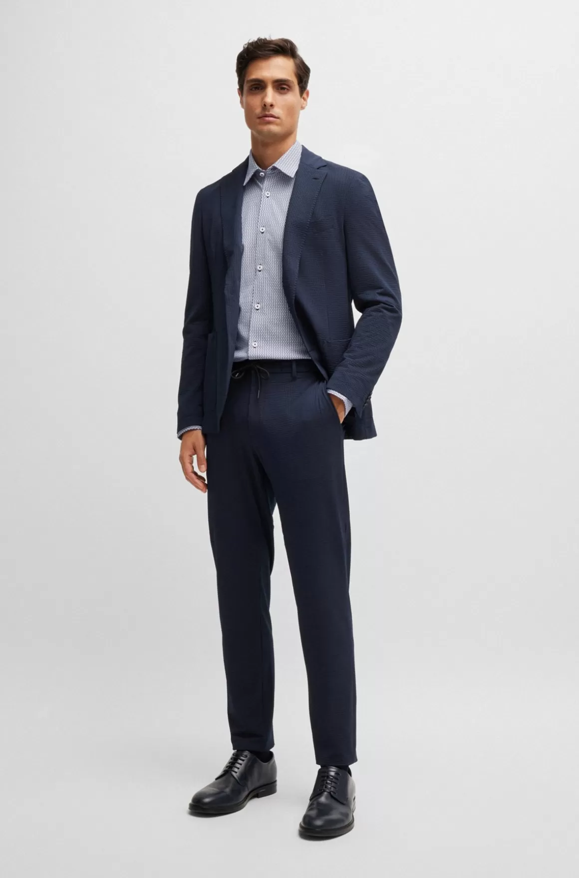 HUGO BOSS Skjorte Med Slim Fit I Blandet Materiale Med Performance-stræk Og Print