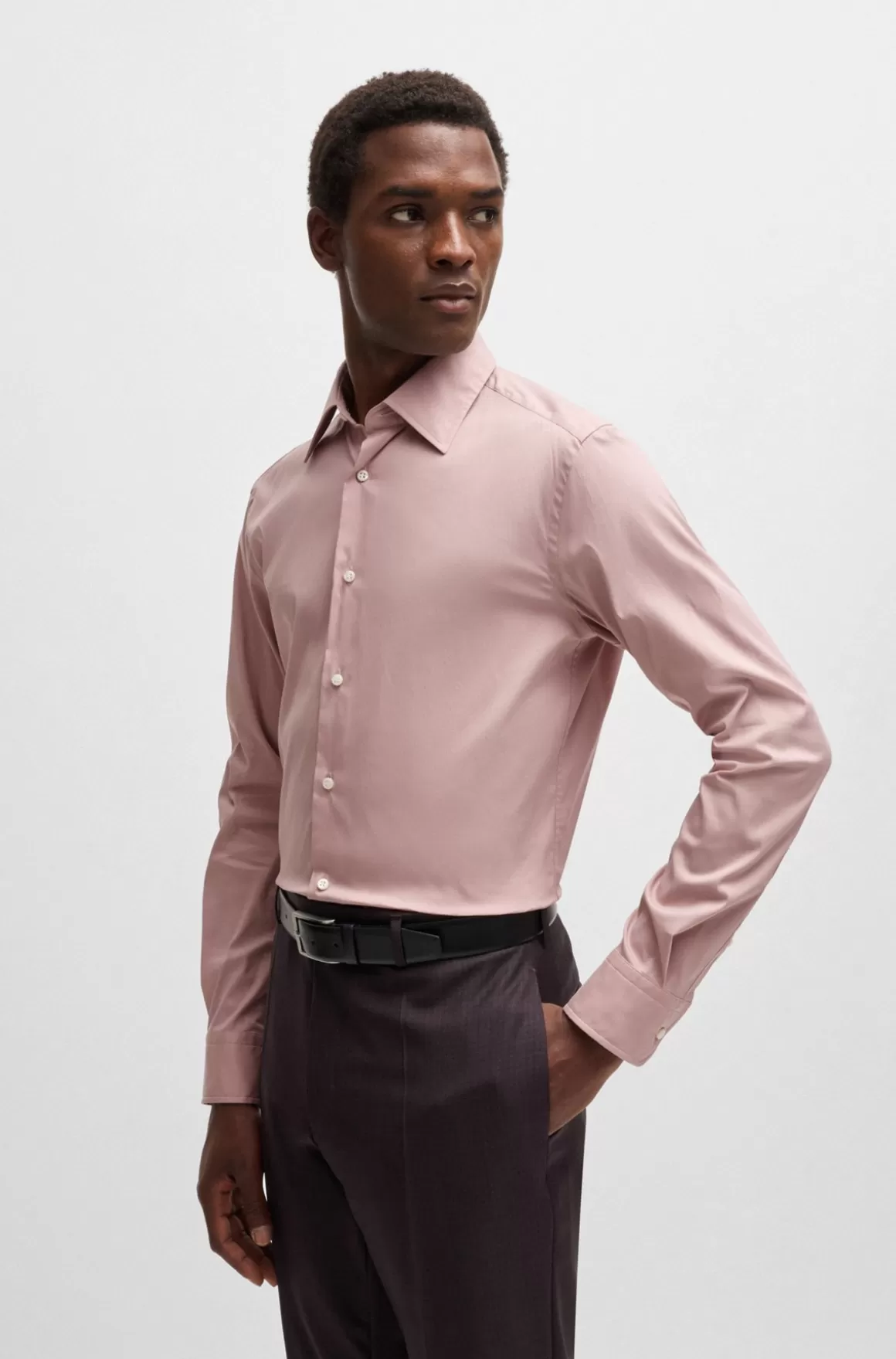 HUGO BOSS Skjorte Med Slim Fit I Bomuldsblanding Med Stræk