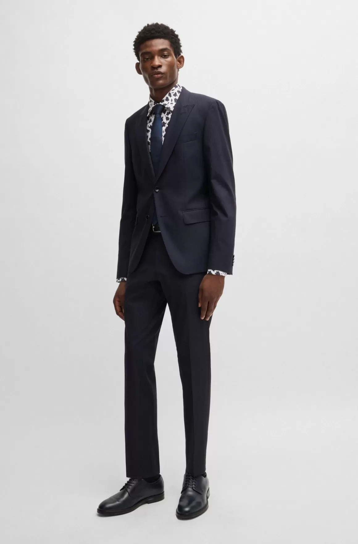 HUGO BOSS Skjorte Med Slim Fit I Bomuldspoplin Med Stræk Og Blomsterprint