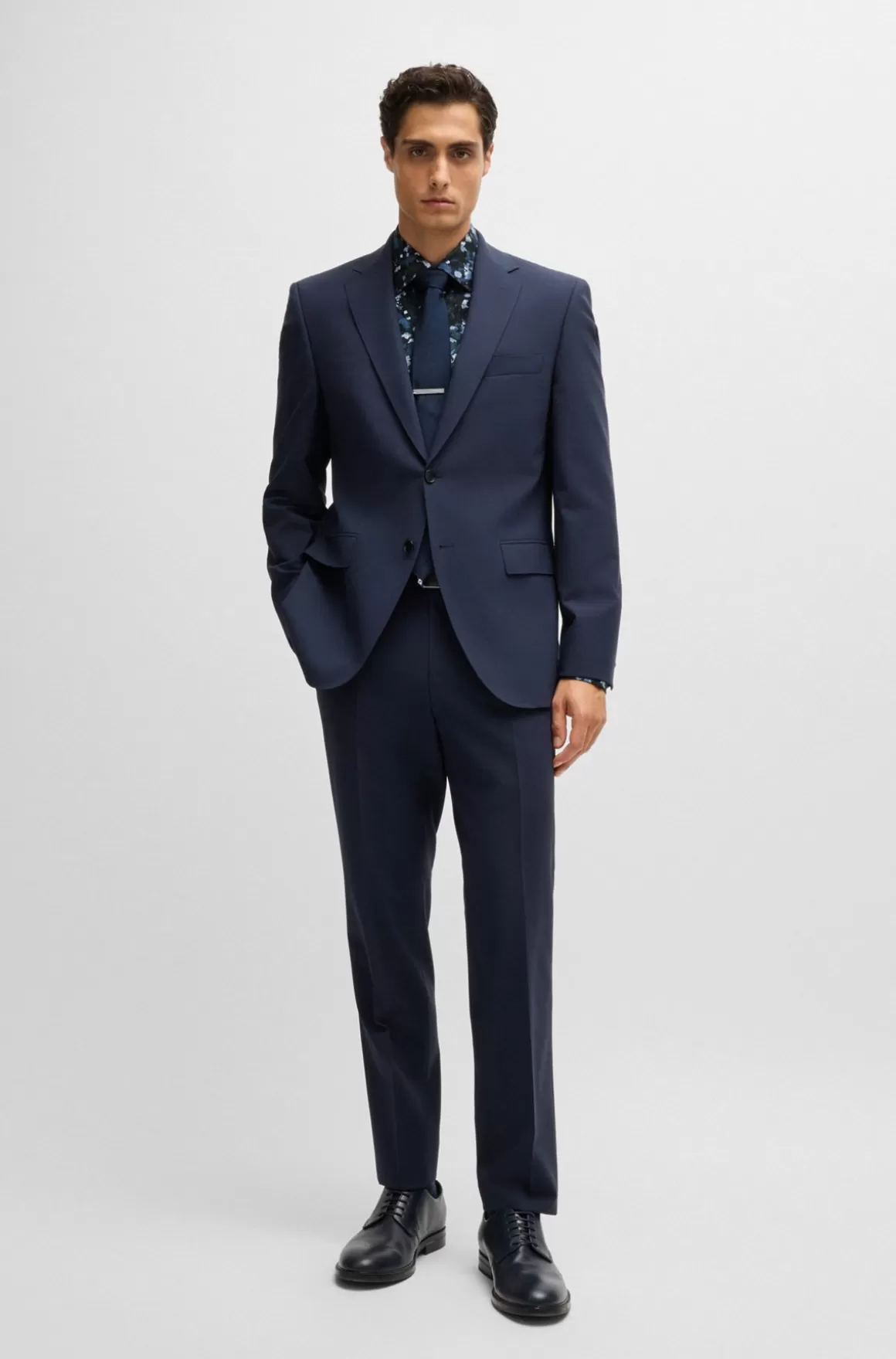 HUGO BOSS Skjorte Med Slim Fit I Bomuldspoplin Med Stræk Og Print