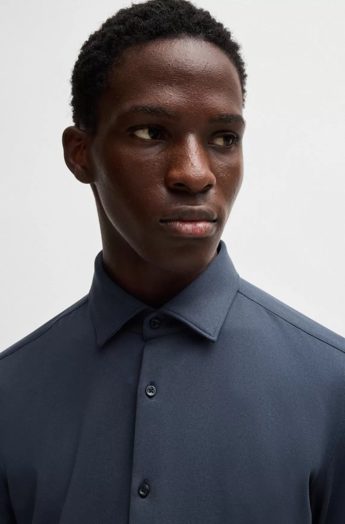 HUGO BOSS Skjorte Med Slim Fit I Jersey Med Print Og Performance-stræk