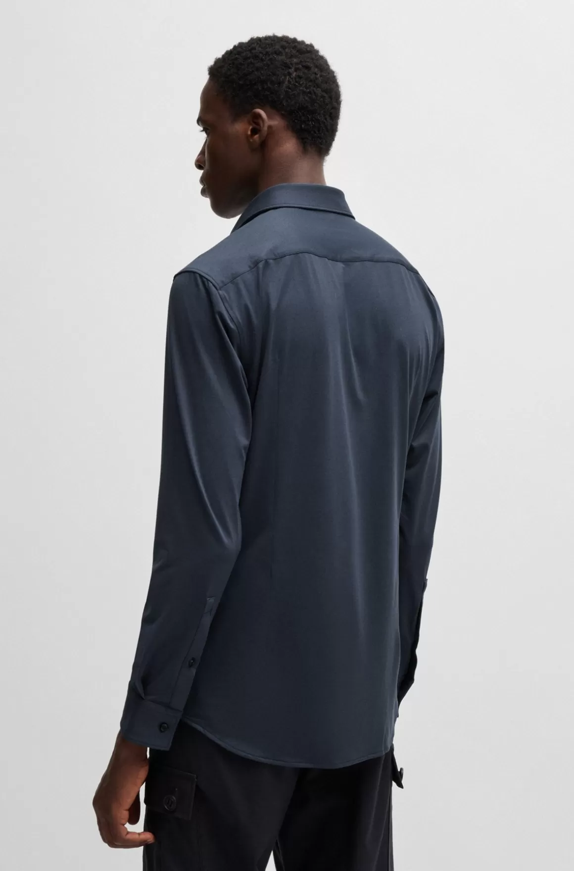 HUGO BOSS Skjorte Med Slim Fit I Jersey Med Print Og Performance-stræk