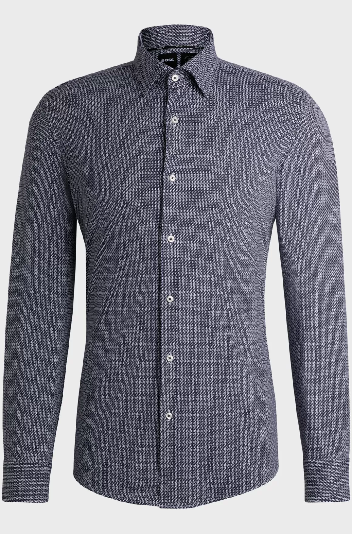 HUGO BOSS Skjorte Med Slim Fit I Materiale Med Performance-stræk Og Geometrisk Print