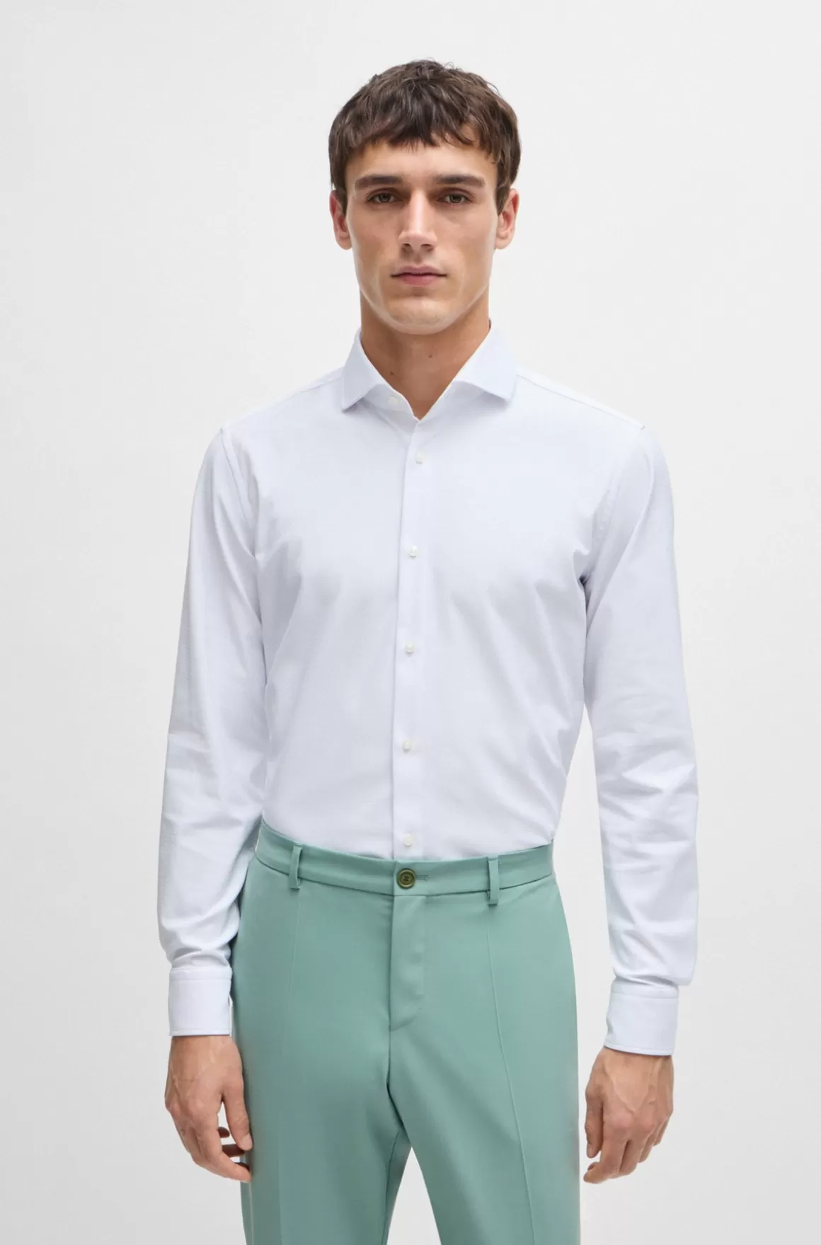 HUGO BOSS Skjorte Med Slim Fit I Performance-materiale Med Stræk Og Struktur