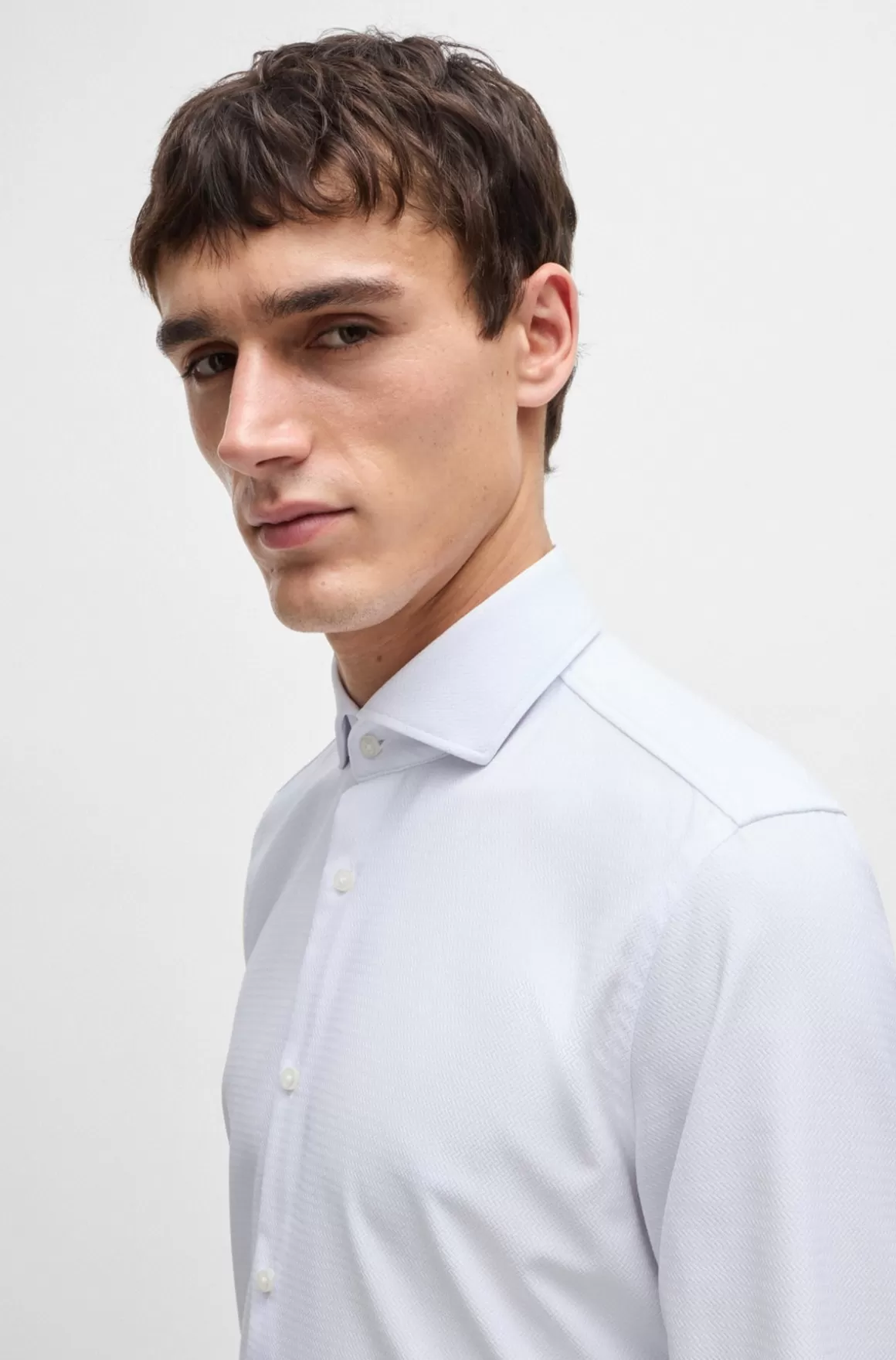 HUGO BOSS Skjorte Med Slim Fit I Performance-materiale Med Stræk Og Struktur