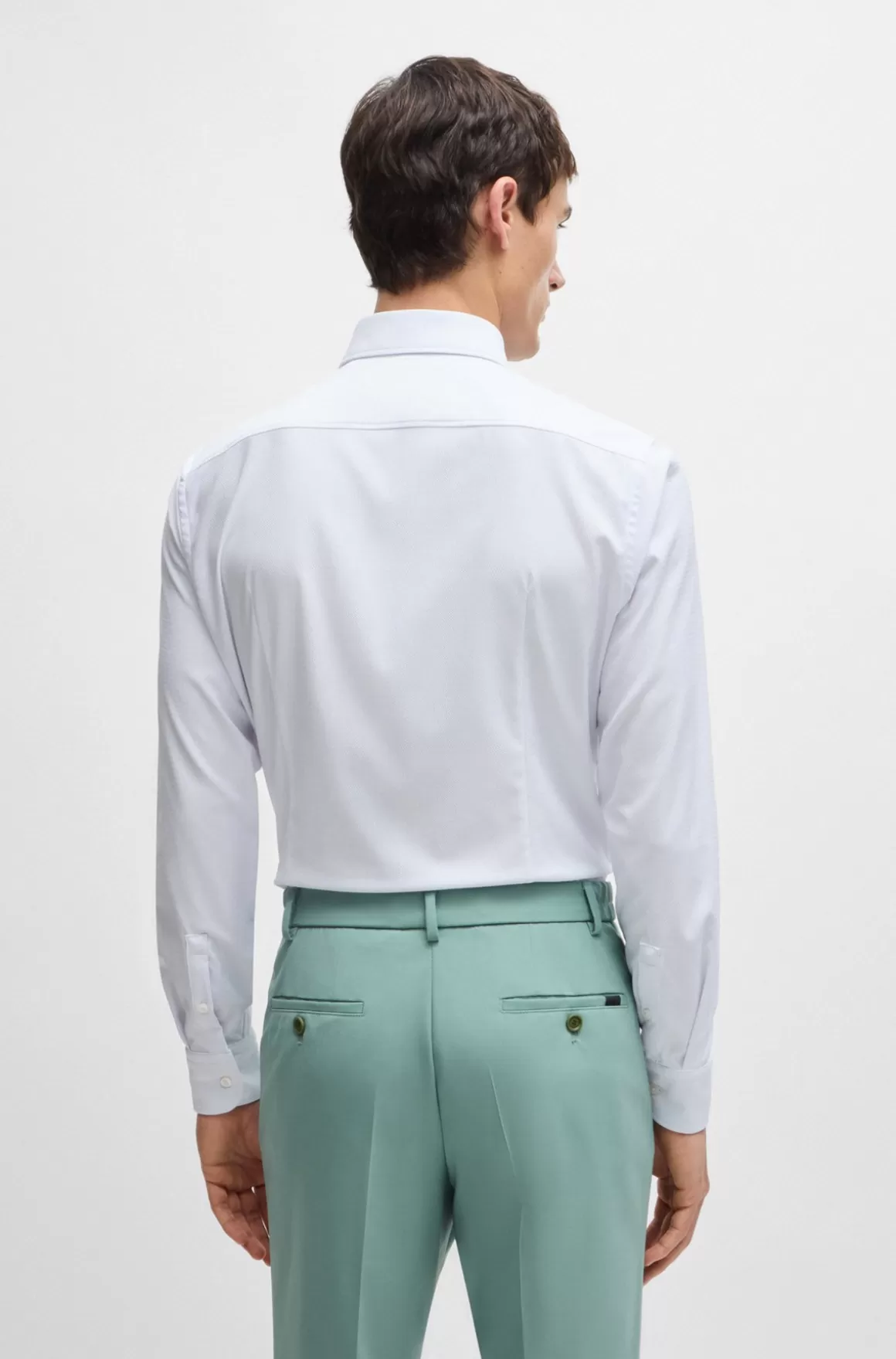 HUGO BOSS Skjorte Med Slim Fit I Performance-materiale Med Stræk Og Struktur