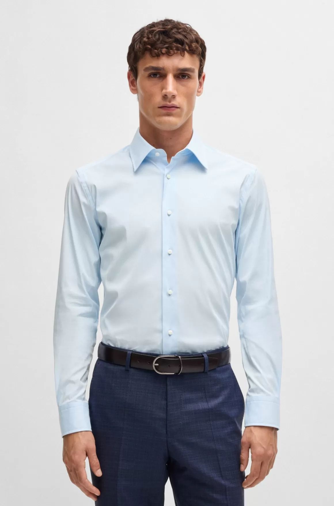 HUGO BOSS Skjorte Med Slim Fit I Poplin Af Bomuldsblanding Med Stræk