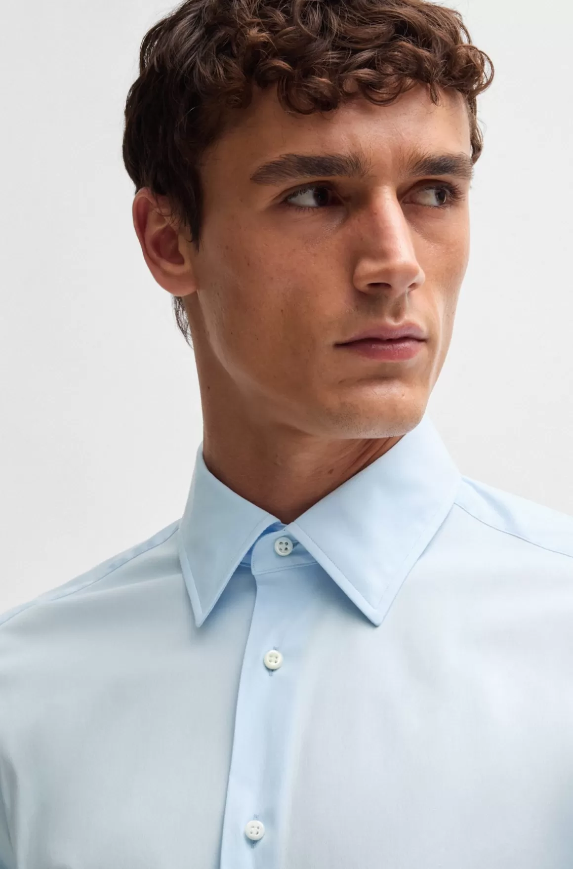 HUGO BOSS Skjorte Med Slim Fit I Poplin Af Bomuldsblanding Med Stræk