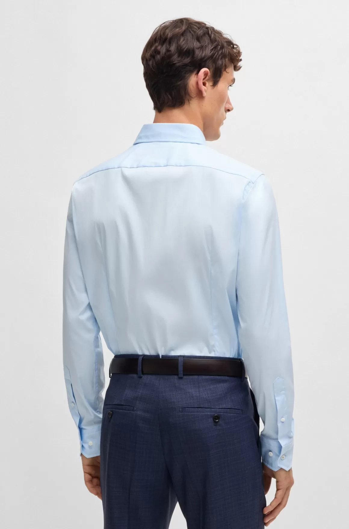 HUGO BOSS Skjorte Med Slim Fit I Poplin Af Bomuldsblanding Med Stræk