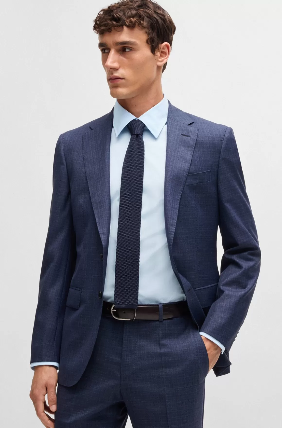 HUGO BOSS Skjorte Med Slim Fit I Poplin Af Bomuldsblanding Med Stræk
